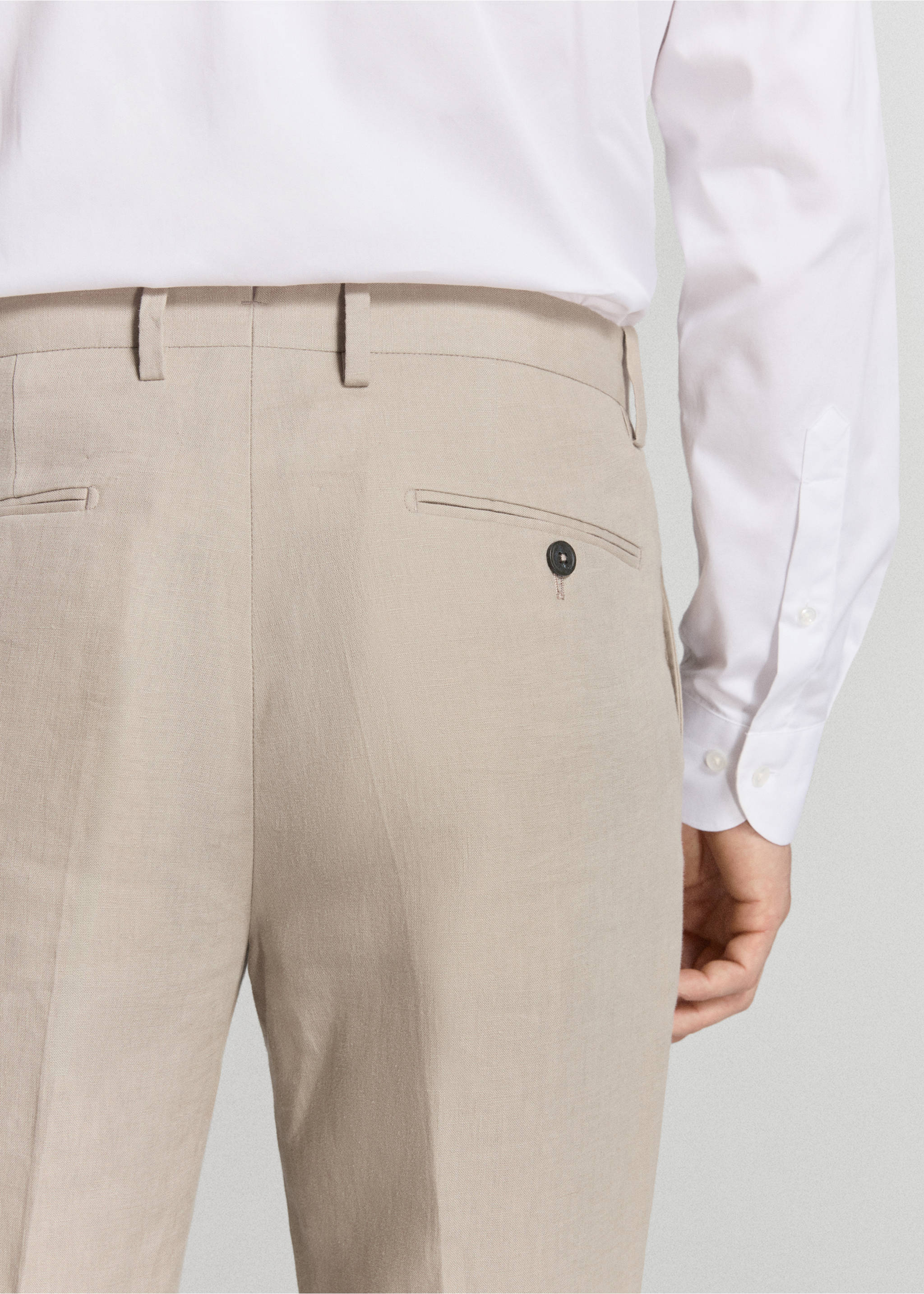 Pantalón traje Amalfi 100% lino slim fit - Detalle del artículo 3, Beige. Ref: 27015949-01.