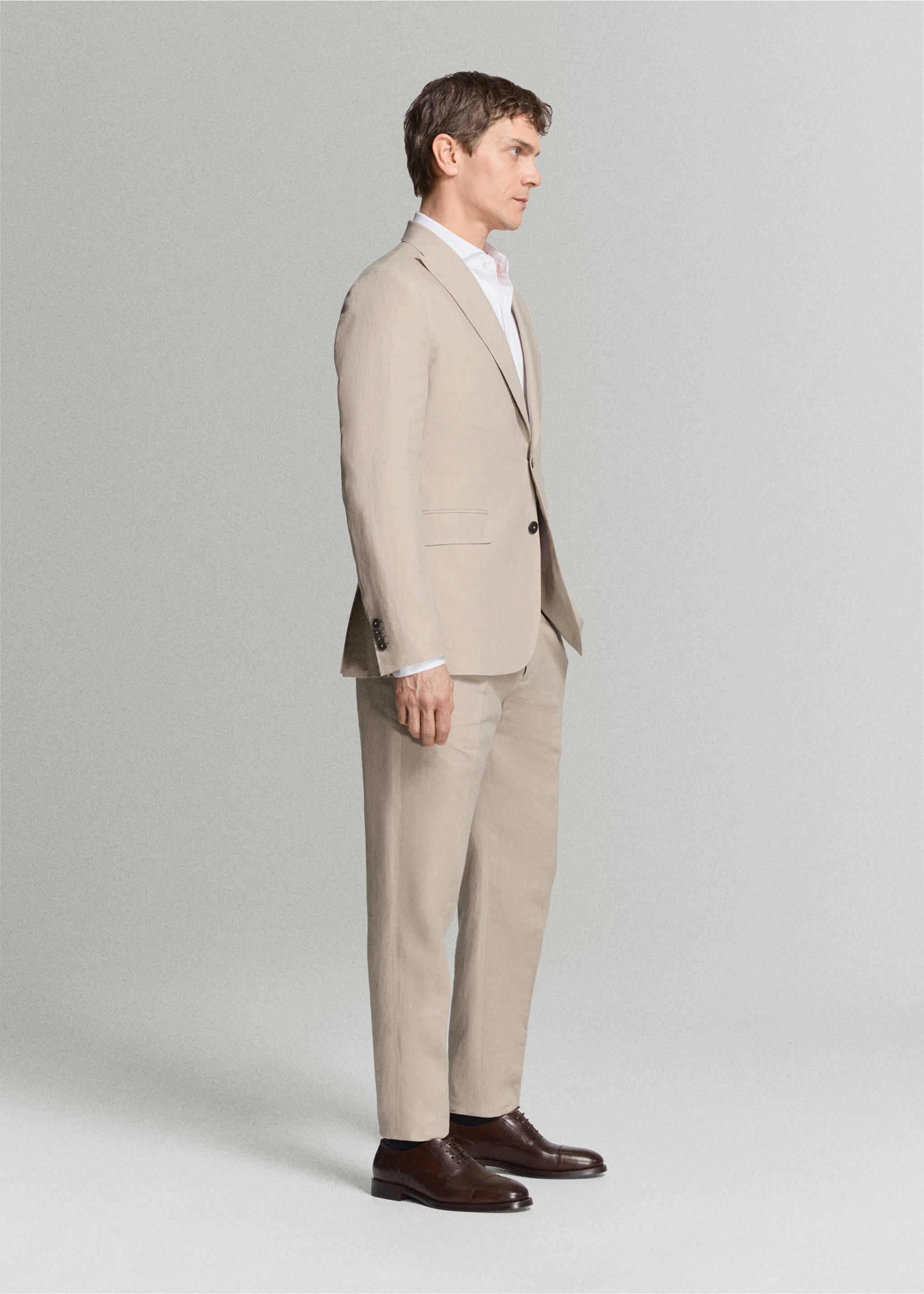 Pantalón traje Amalfi 100% lino slim fit - Detalle del artículo 2, Beige. Ref: 27015949-01.