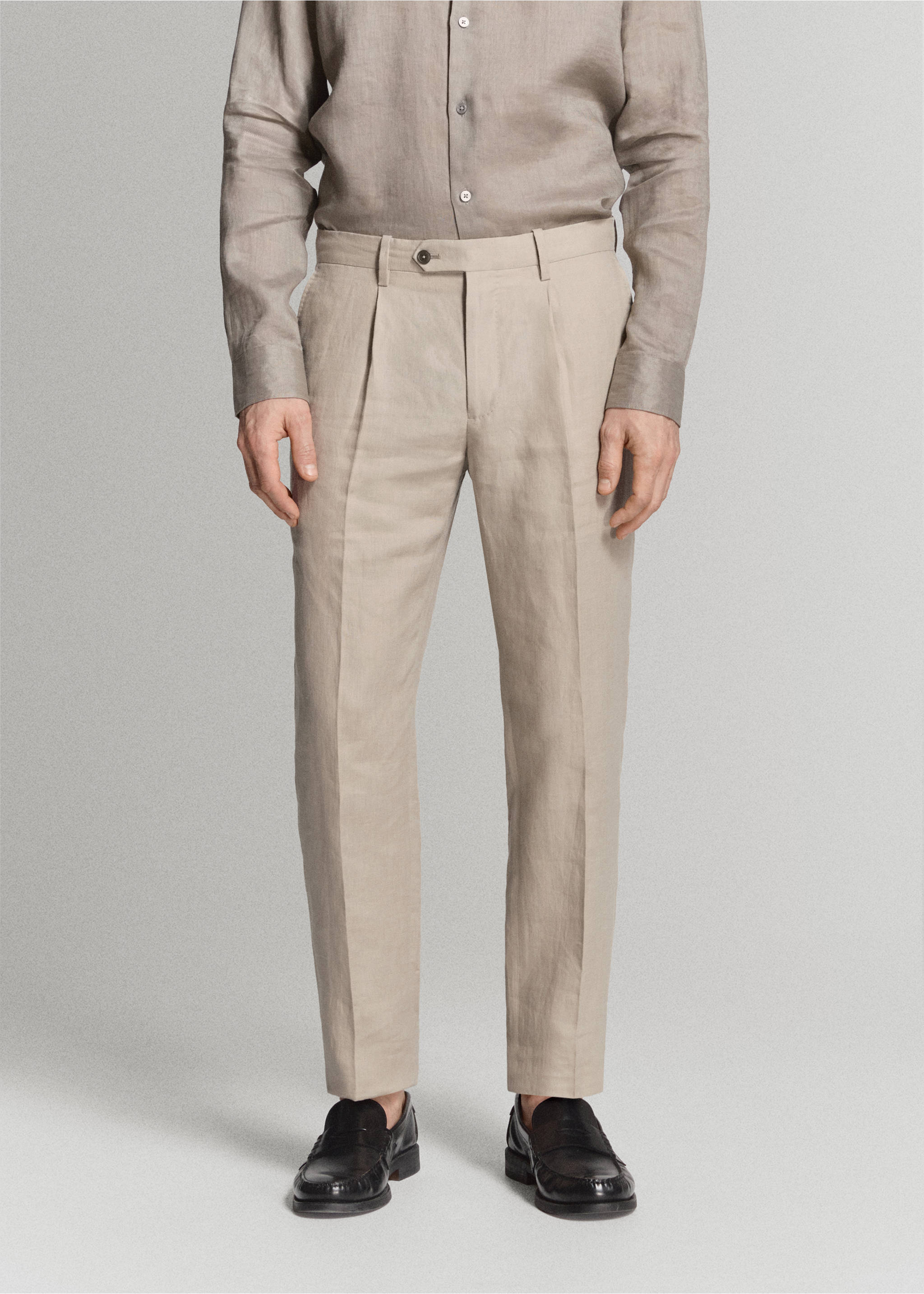 Костюмные брюки Amalfi slim fit 100% лен - Средний план, Бежевый. Ref: 27085929-02.