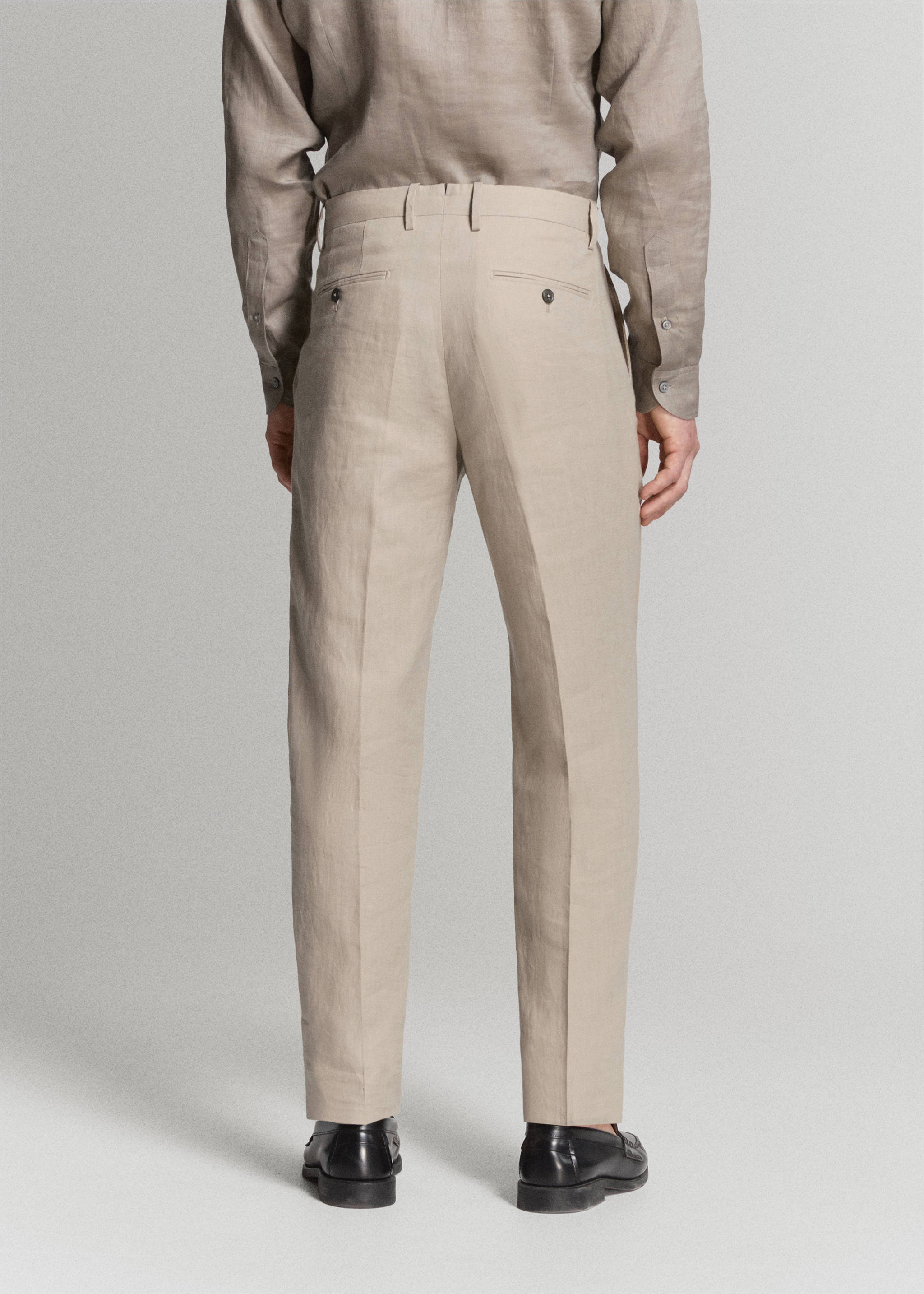 Костюмные брюки Amalfi slim fit 100% лен - Обратная сторона изделия, Бежевый. Ref: 27085929-02.