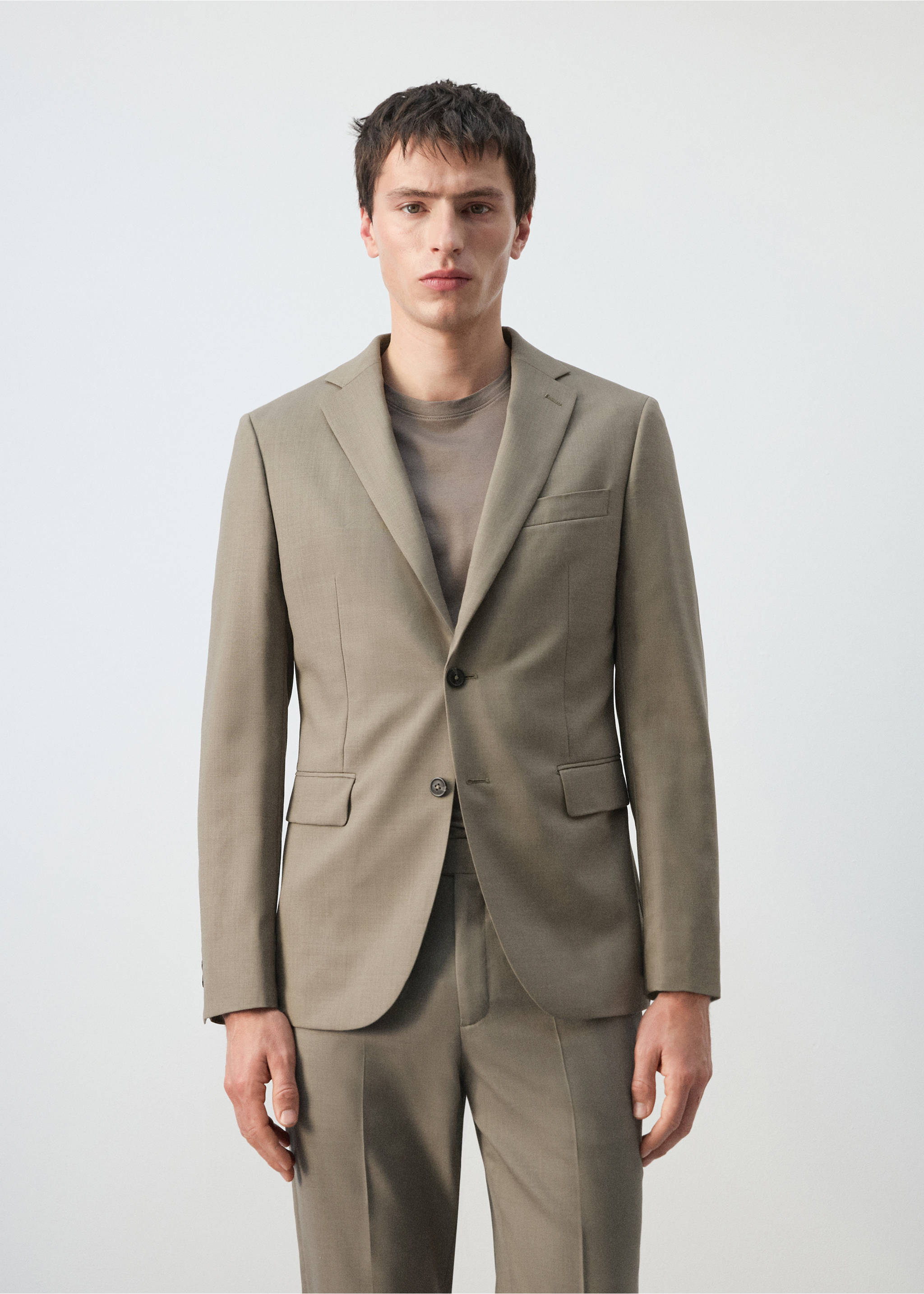 Americana traje Turín 100% lana - Plano medio, Marrón medio. Ref: 27091269-00.