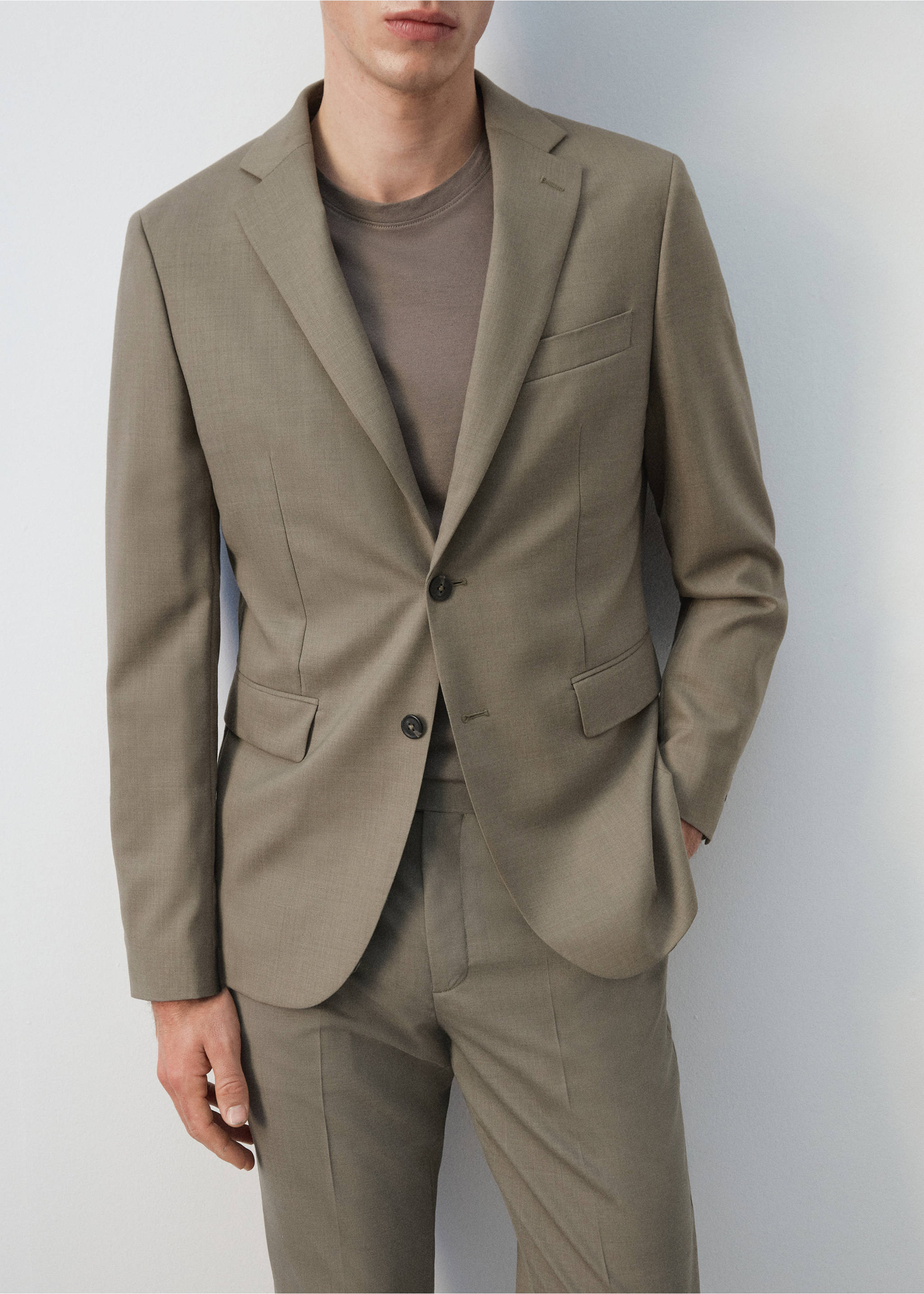 Americana traje Turín 100% lana - Detalle del artículo 6, Marrón medio. Ref: 27091269-00.