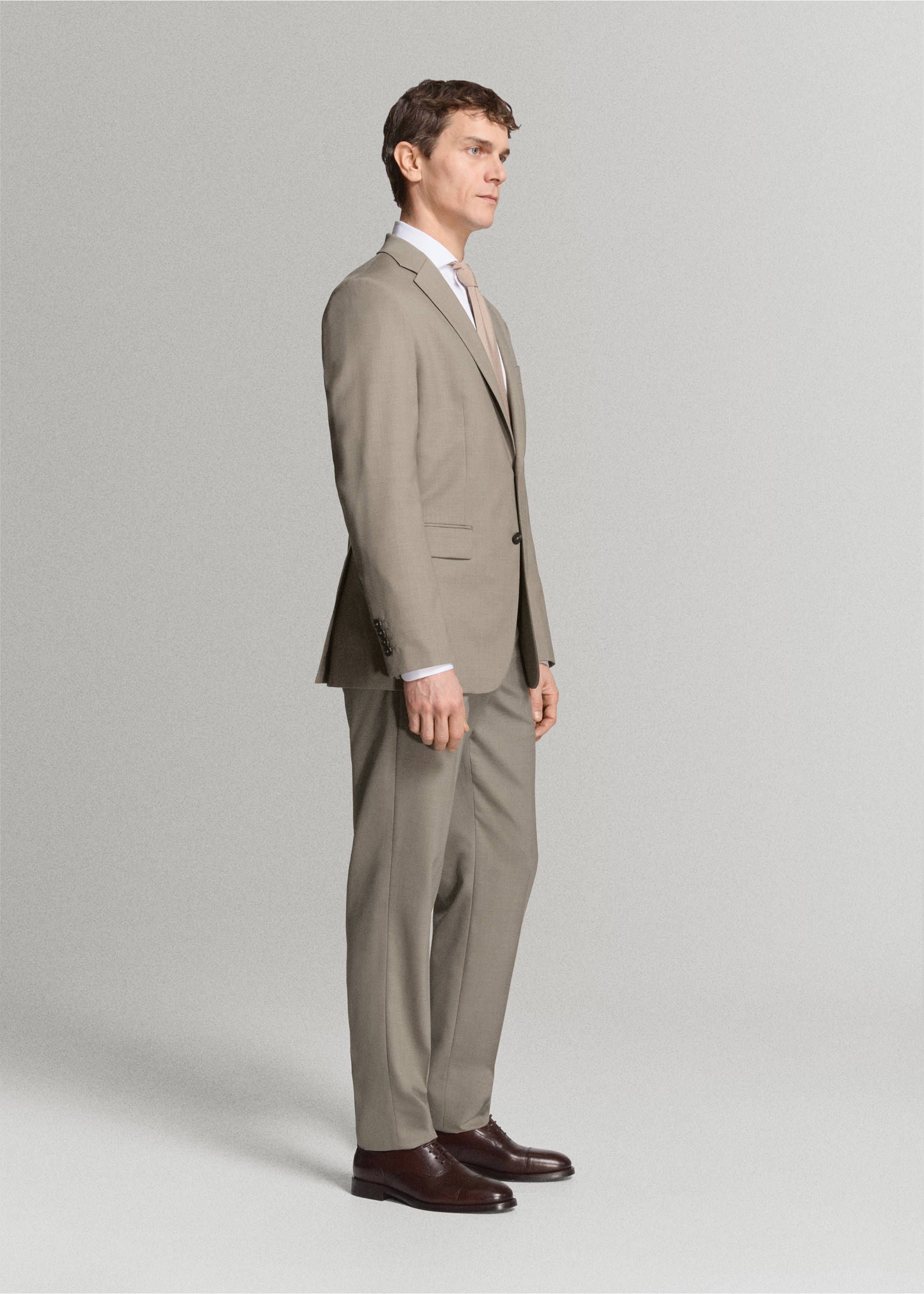 Americana traje Turín 100% lana - Detalle del artículo 2, Marrón medio. Ref: 27015950-01.