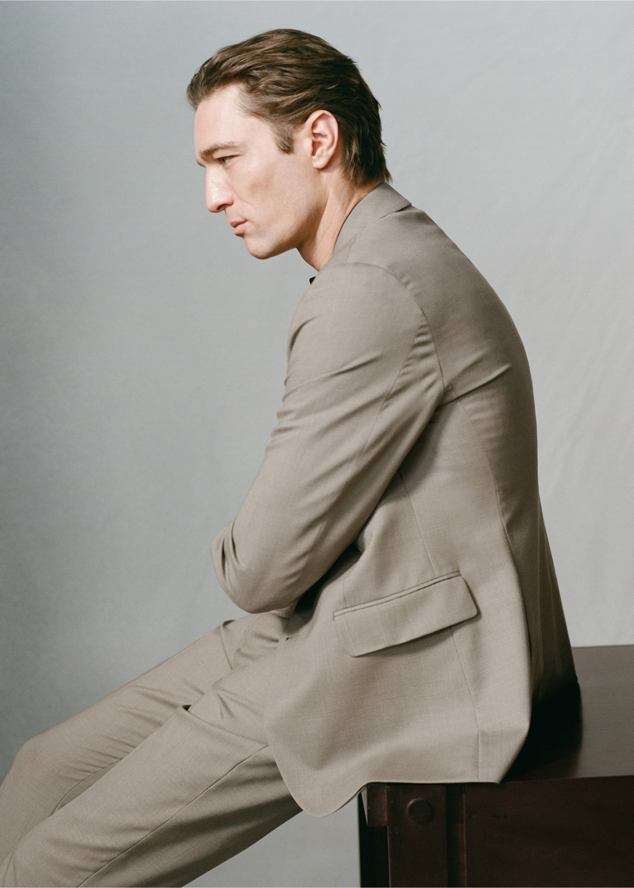 Americana traje Turín 100% lana - Detalle del artículo 5, Marrón medio. Ref: 27091269-00.