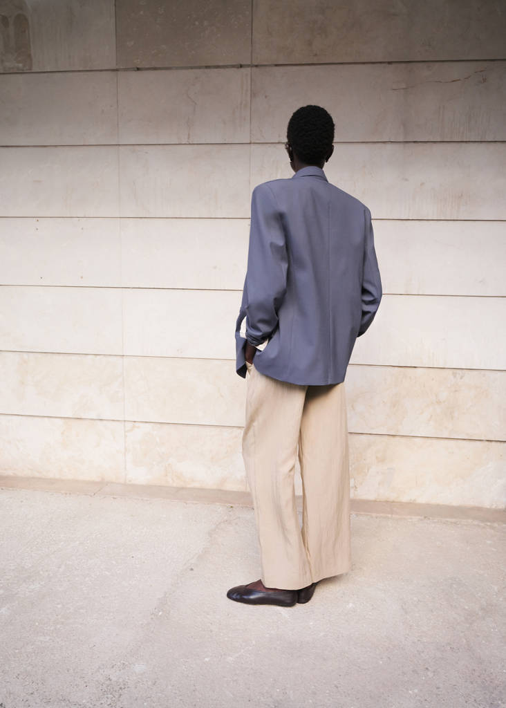 Lyocell trousers with a combined waistband — Beige
