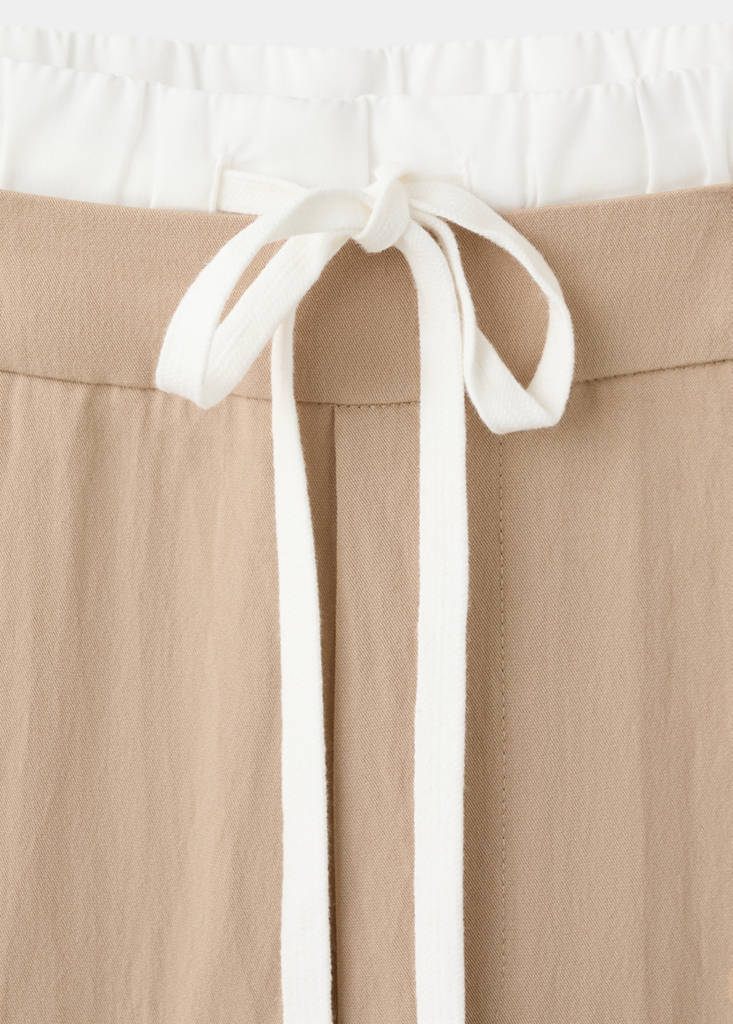 Lyocell trousers with a combined waistband — Beige