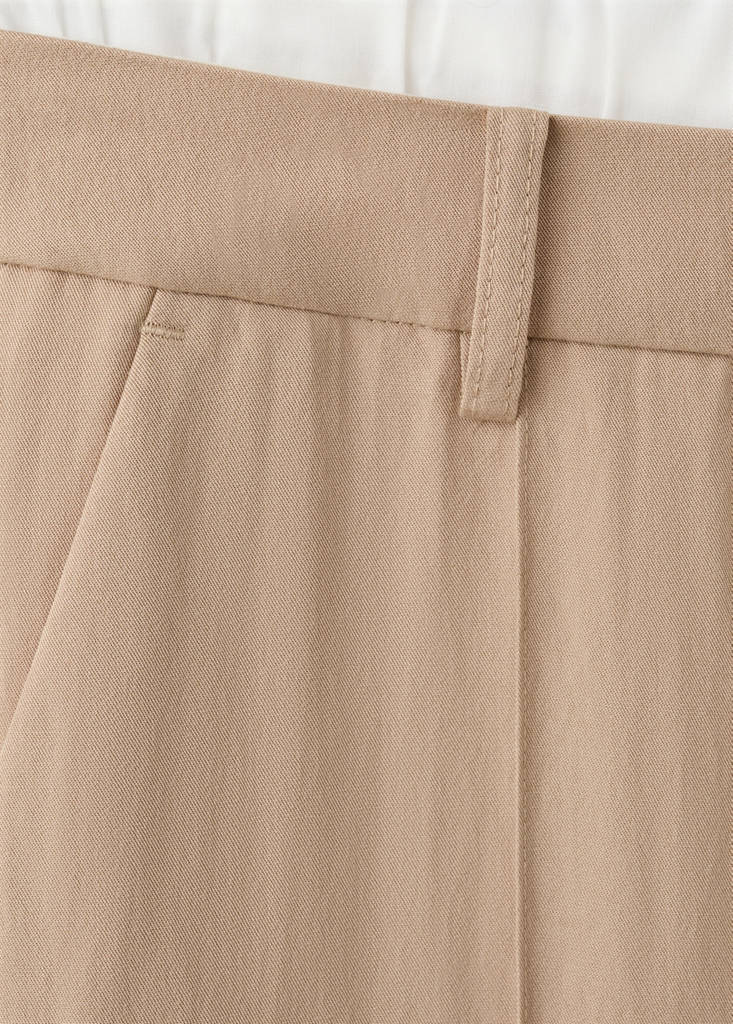 Lyocell trousers with a combined waistband — Beige