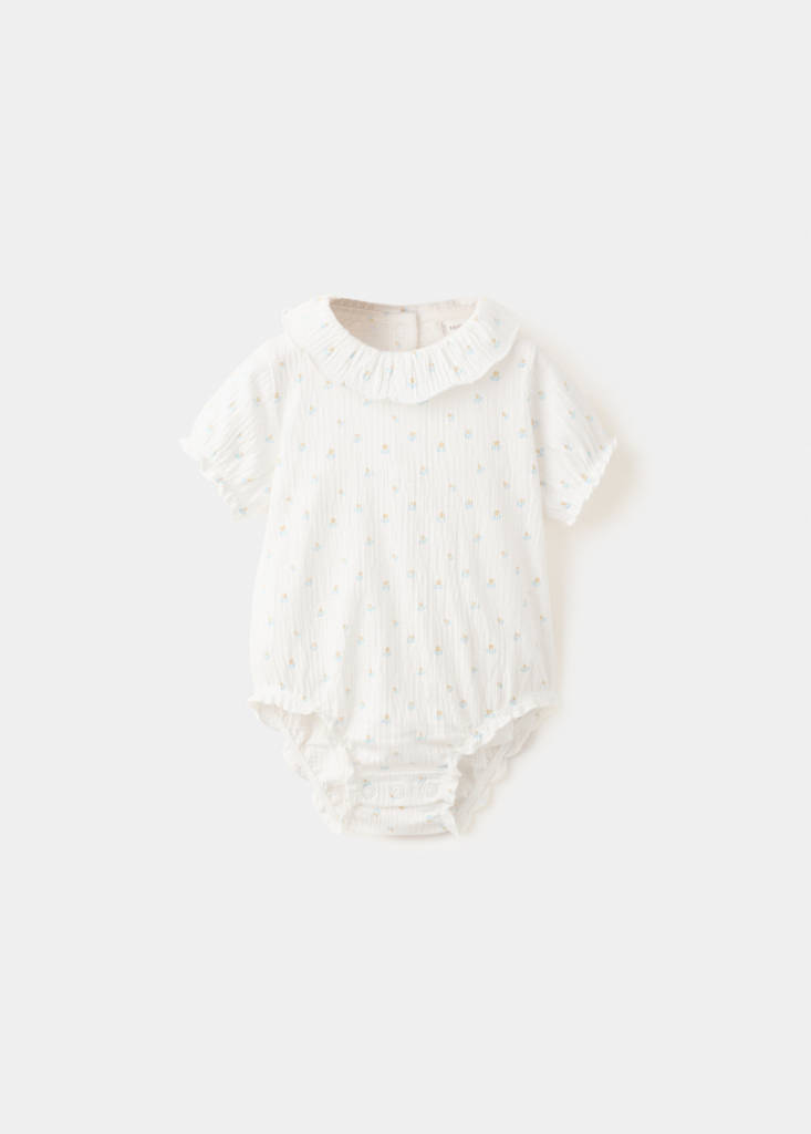 Baby bodysuit with printed baby collar