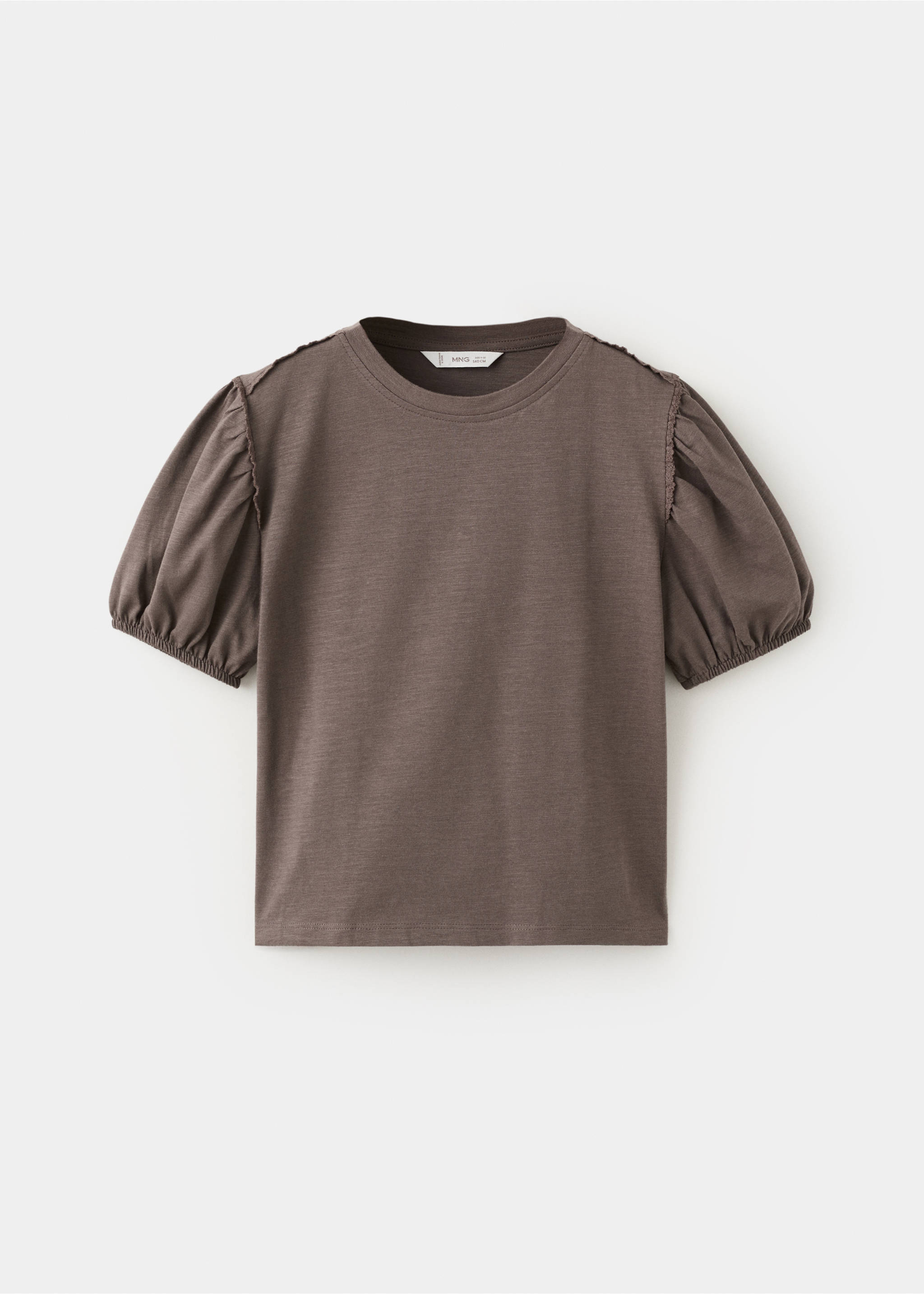 Puff-sleeve short-sleeve T-shirt - Article without model, Brown. Ref: 27015963-00.