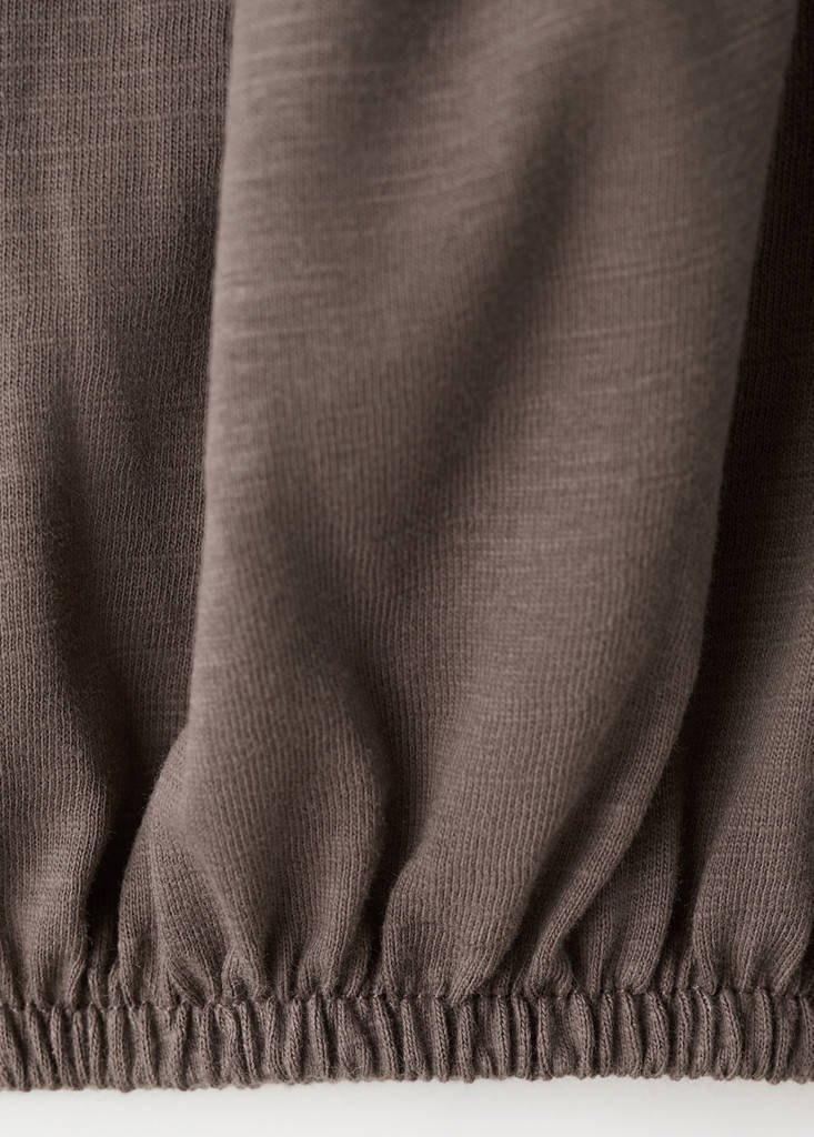 Puff-sleeve short-sleeve T-shirt — Brown