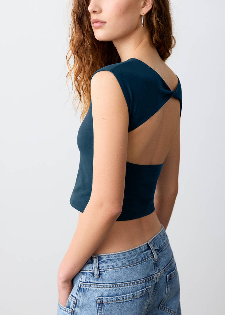 Knot detail T-shirt — Navy