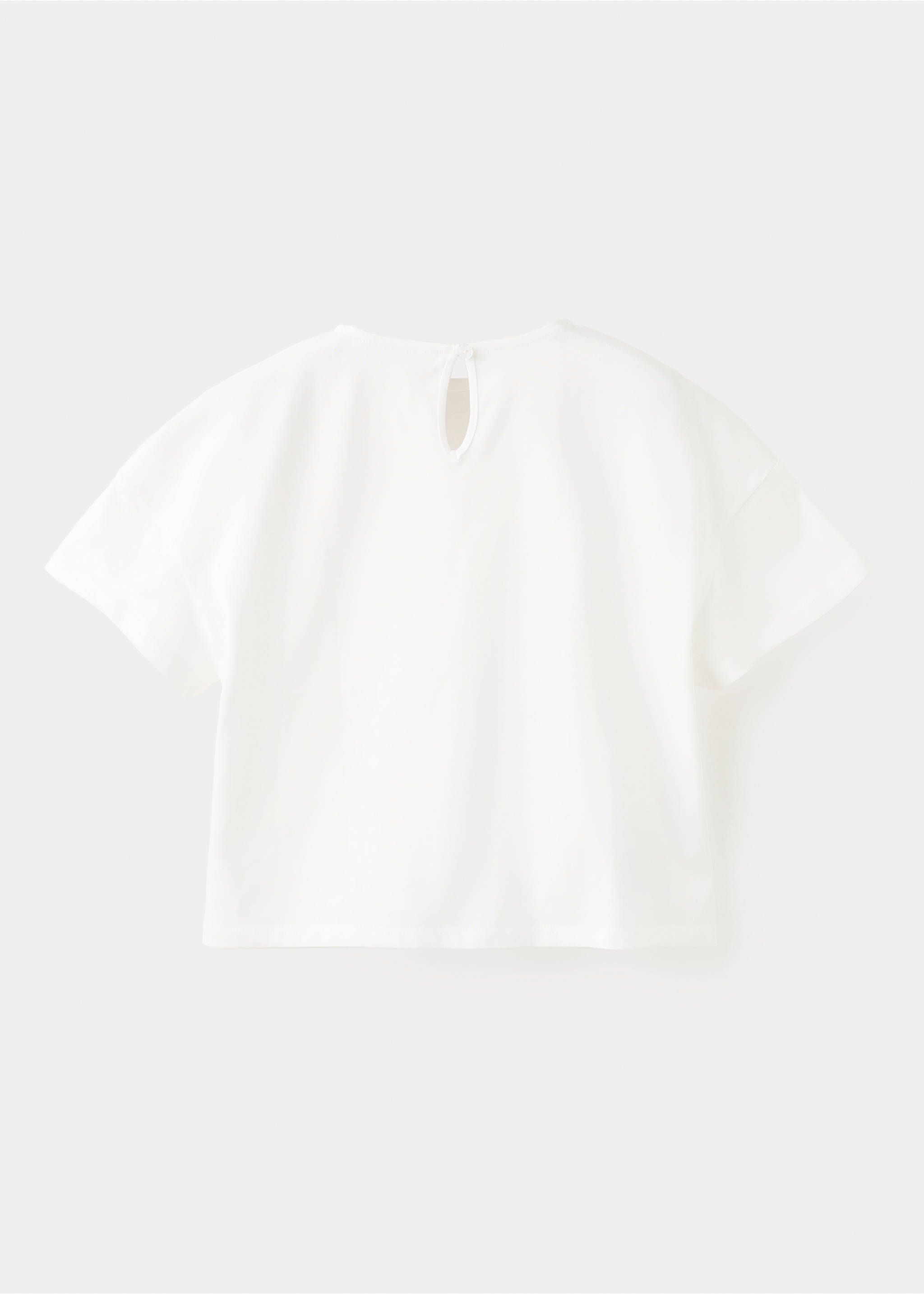 T-shirt fleurs coton - Verso de l’article, Blanc cassé. Ref: 27015970-00.