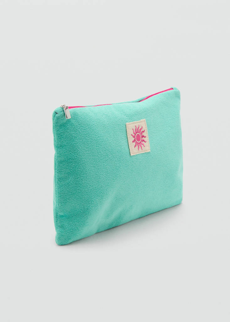 Plain cotton toiletry bag — Blue
