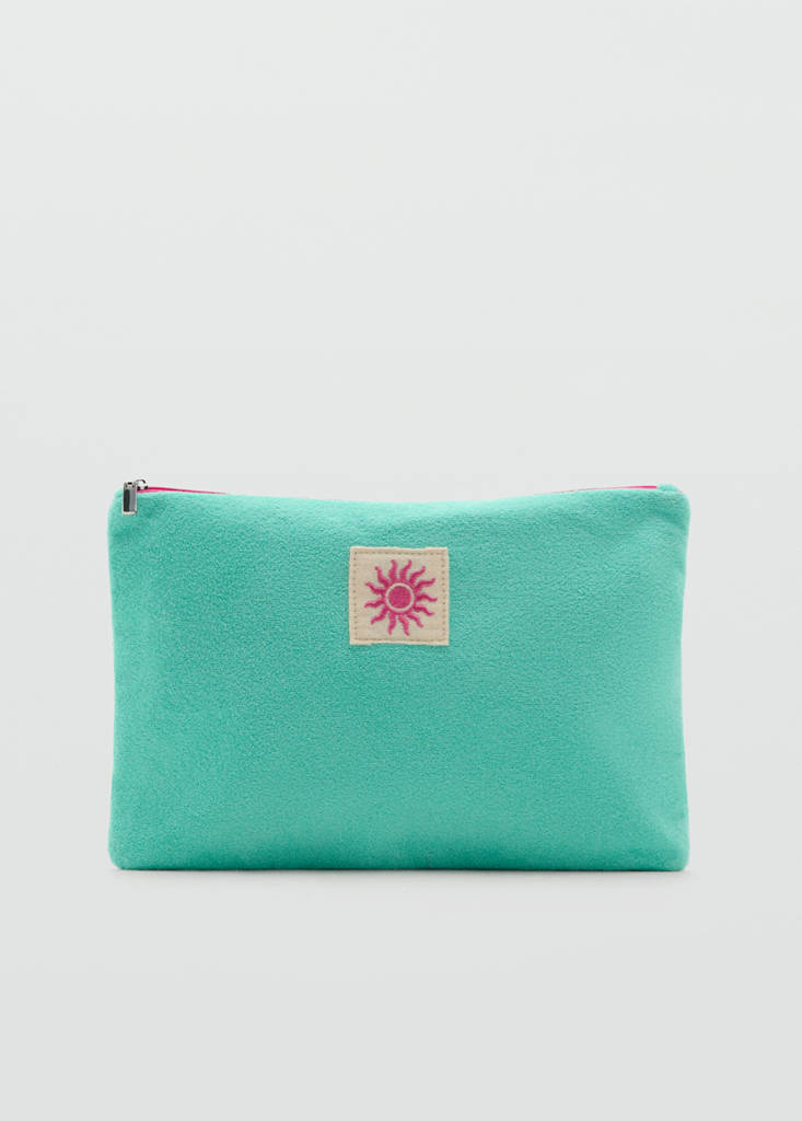 Plain cotton toiletry bag — Blue