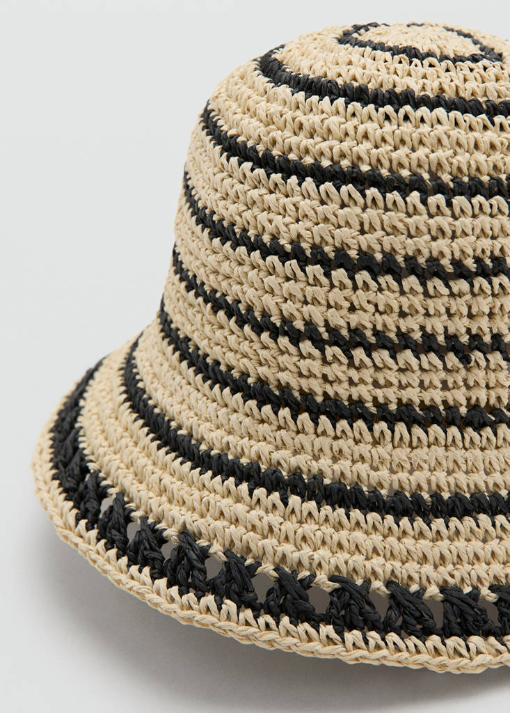 Gestreifter Bucket Hat — Schwarz