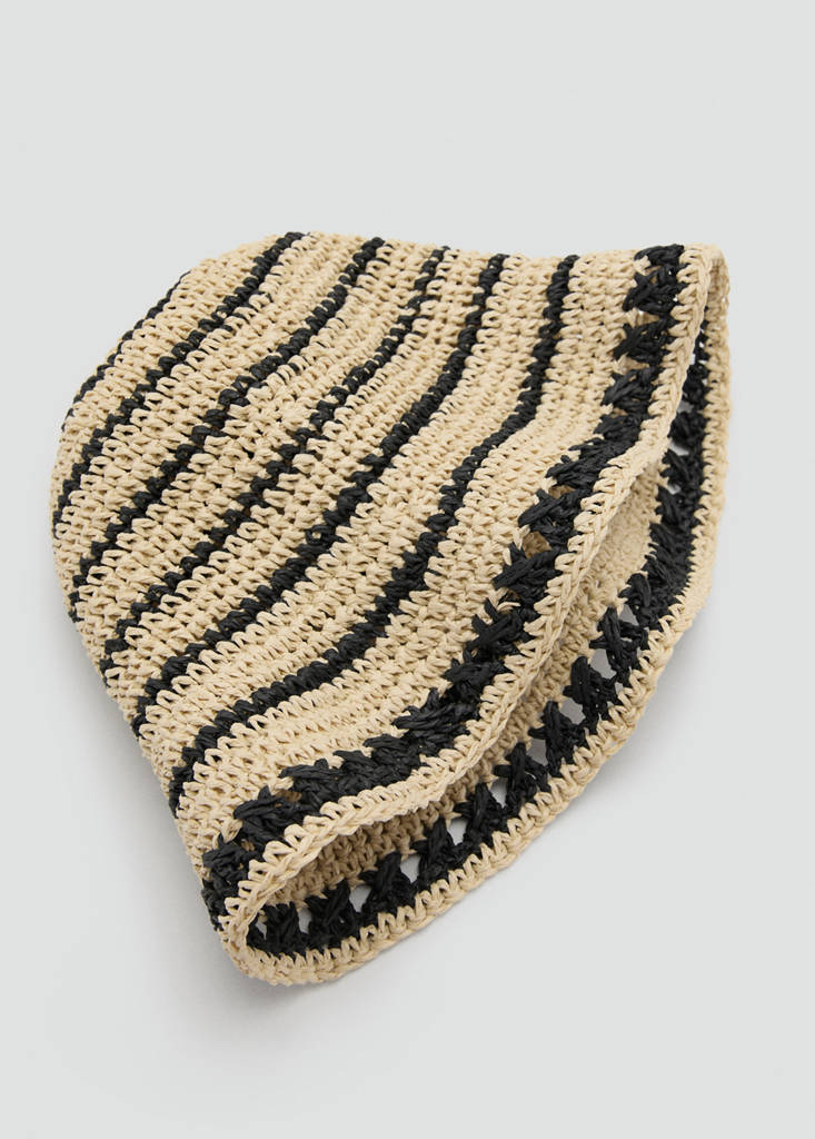 Gestreifter Bucket Hat — Schwarz