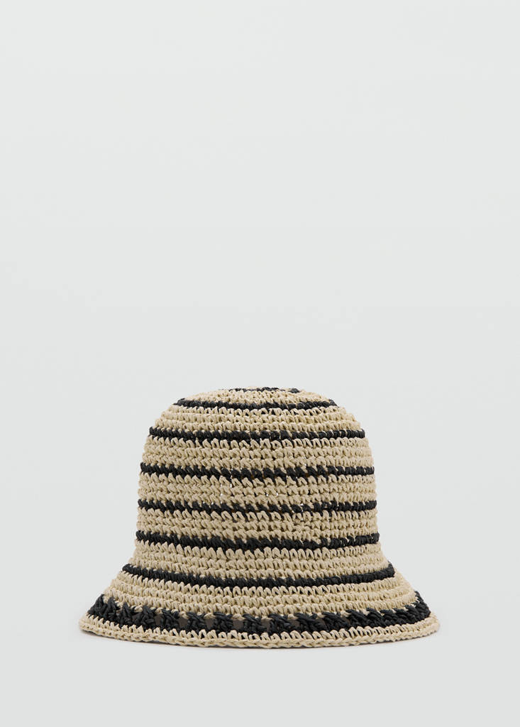Gestreifter Bucket Hat — Schwarz