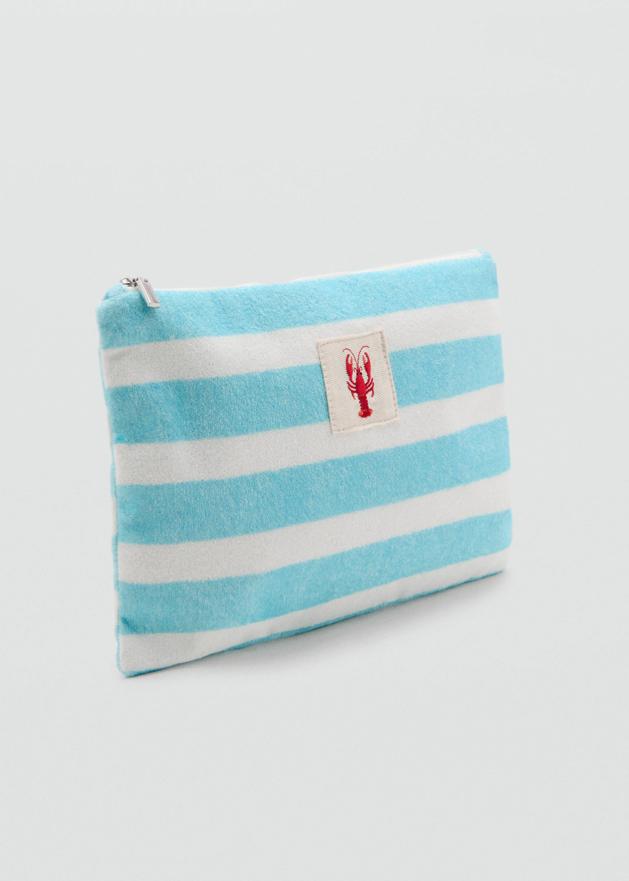 Striped cotton toiletry bag - Medium plane