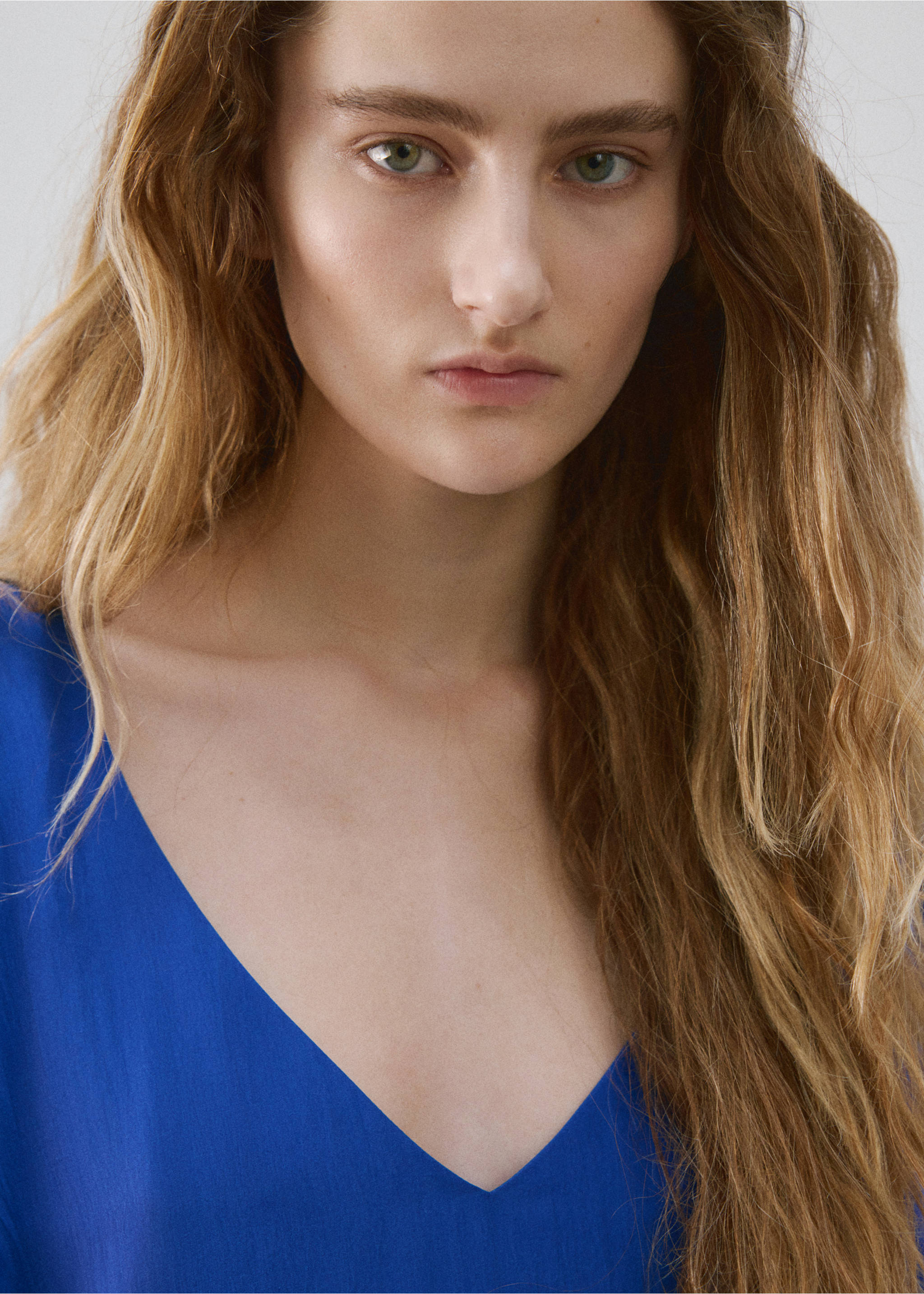 Camisón seda manga abullonada - Detalle del artículo 1, Azul. Ref: 27015974-00.