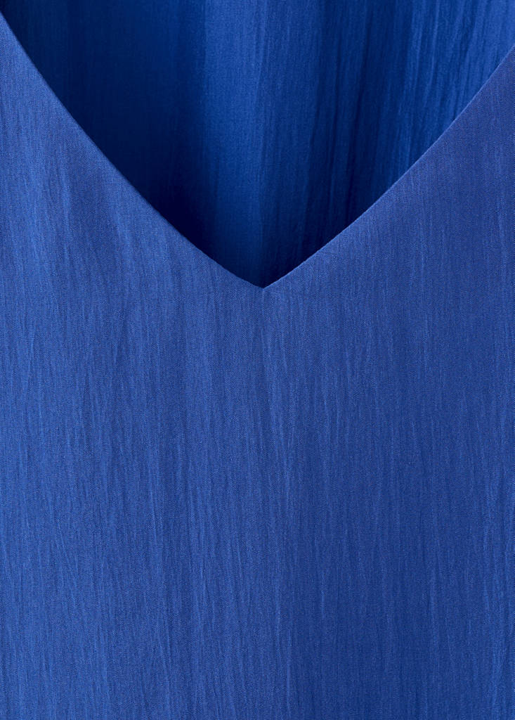 Puffed sleeve silk nightgown — Blue