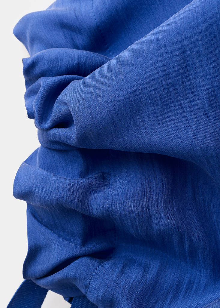 Puffed sleeve silk nightgown — Blue