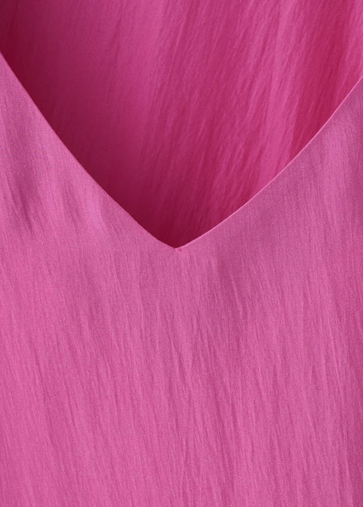 Puffed sleeve silk nightgown — Fuchsia