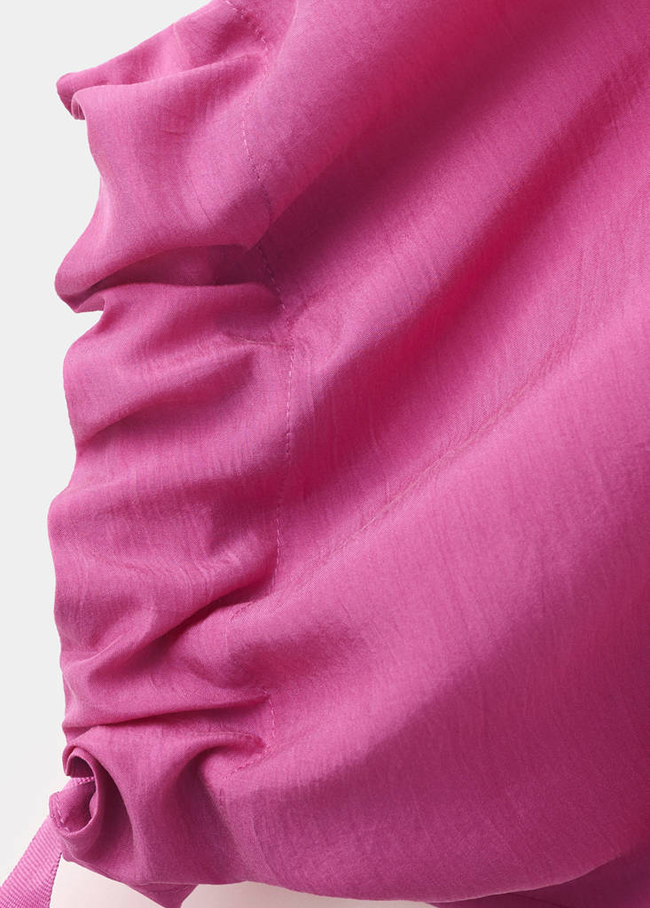 Puffed sleeve silk nightgown — Fuchsia