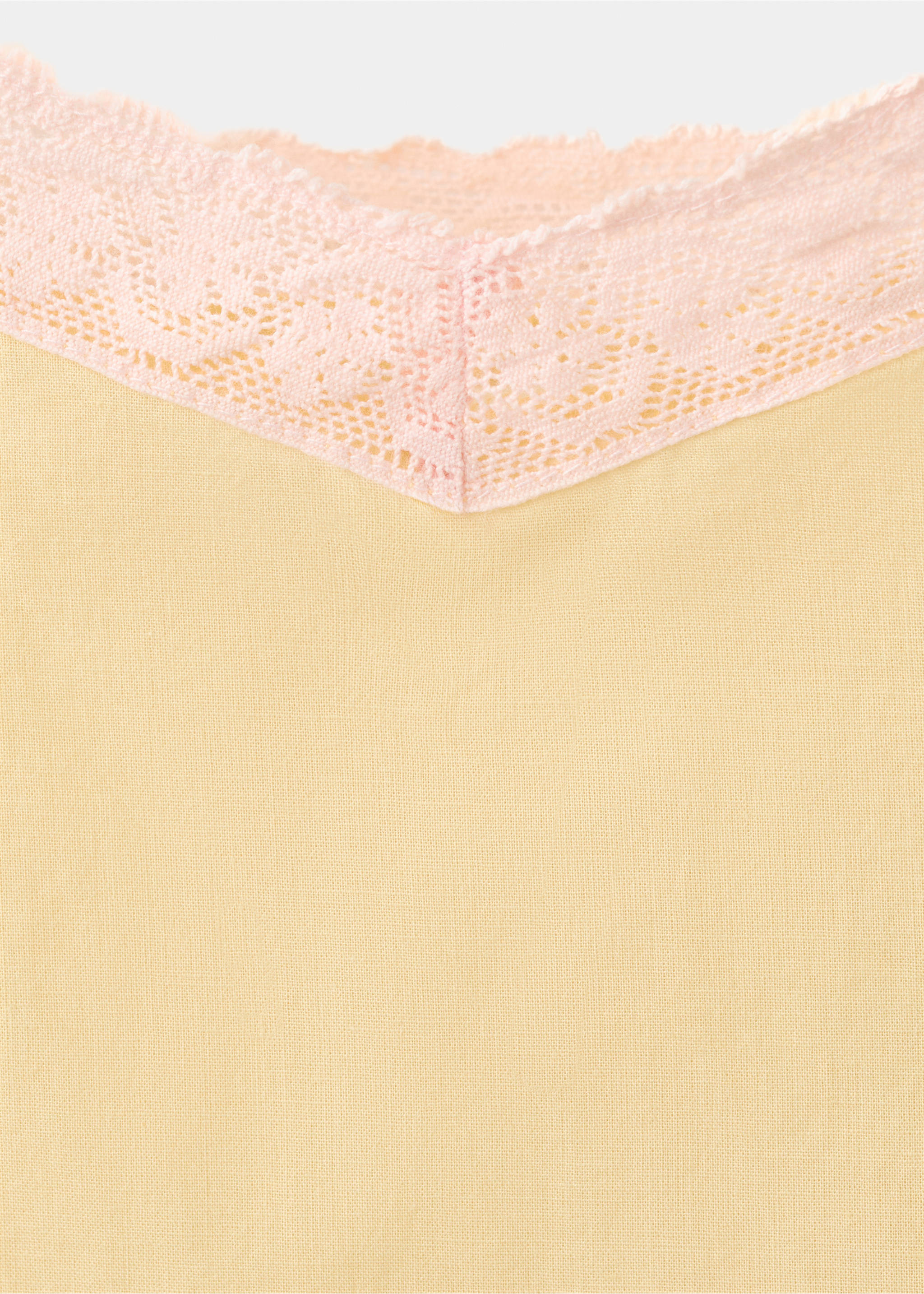 Camisa de noite curta de 100% algodão - Pormenor do artigo 8, Amarelo-pastel. Ref: 27015975-00.