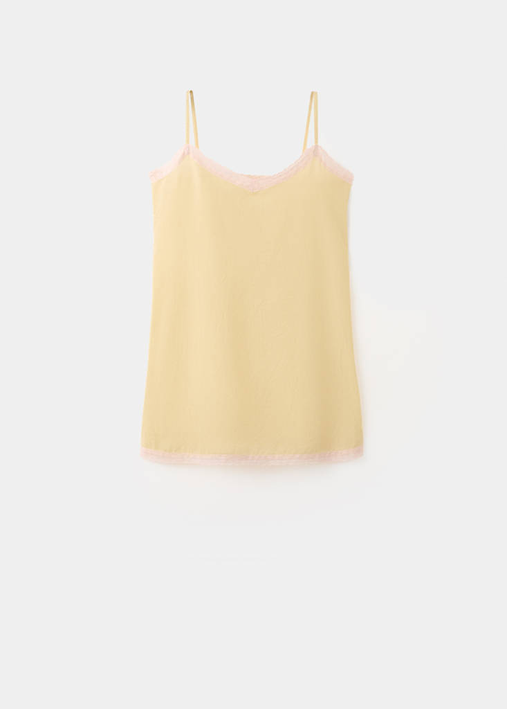 Short nightdress 100% cotton — Pastel Yellow