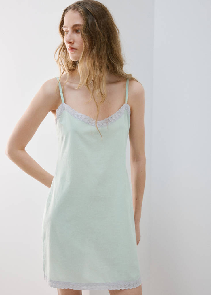 Short nightdress 100% cotton — Blue