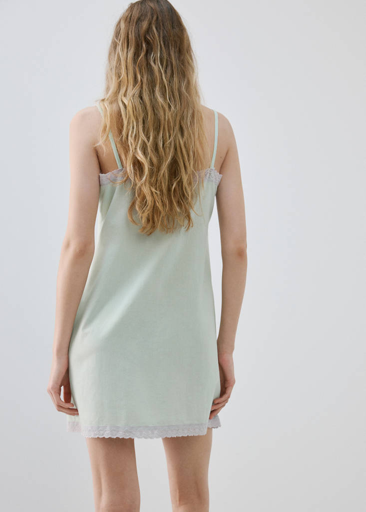 Short nightdress 100% cotton — Blue