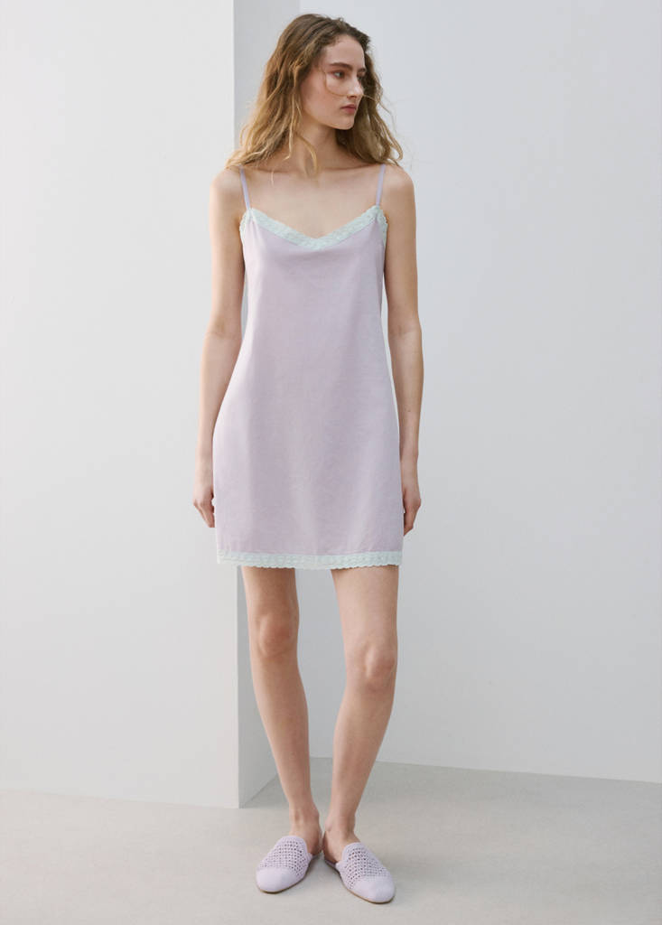 Short nightdress 100% cotton — Lilac