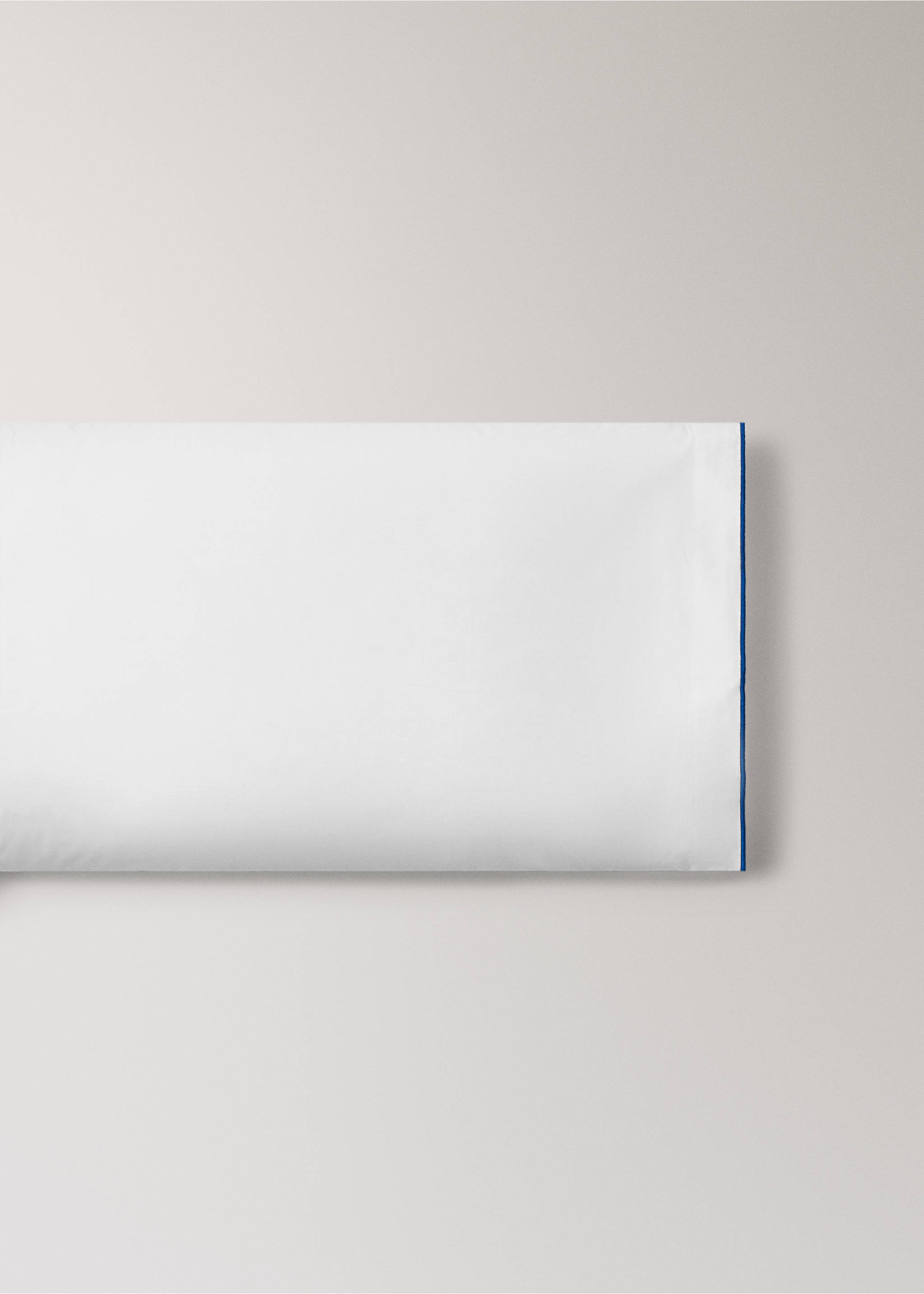 Percale cotton pillowcase 200 thread count contrast overlock 45x110 cm - Article without model, Ink Blue. Ref: 27015980-00.