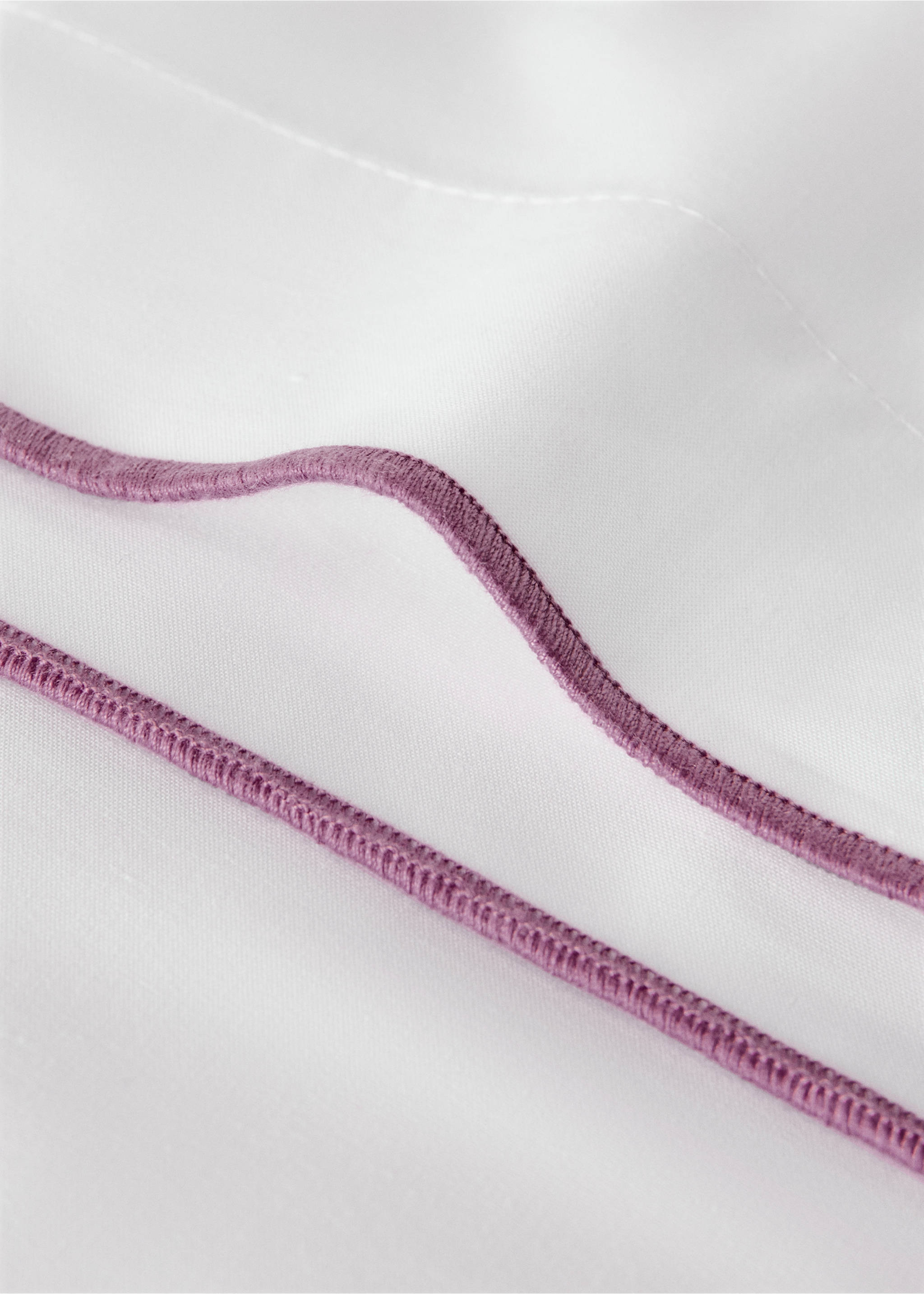 Percale cotton pillowcase 200 thread count contrast overlock 45x110 cm - Details of the article 1, Medium Pink. Ref: 27015980-00.