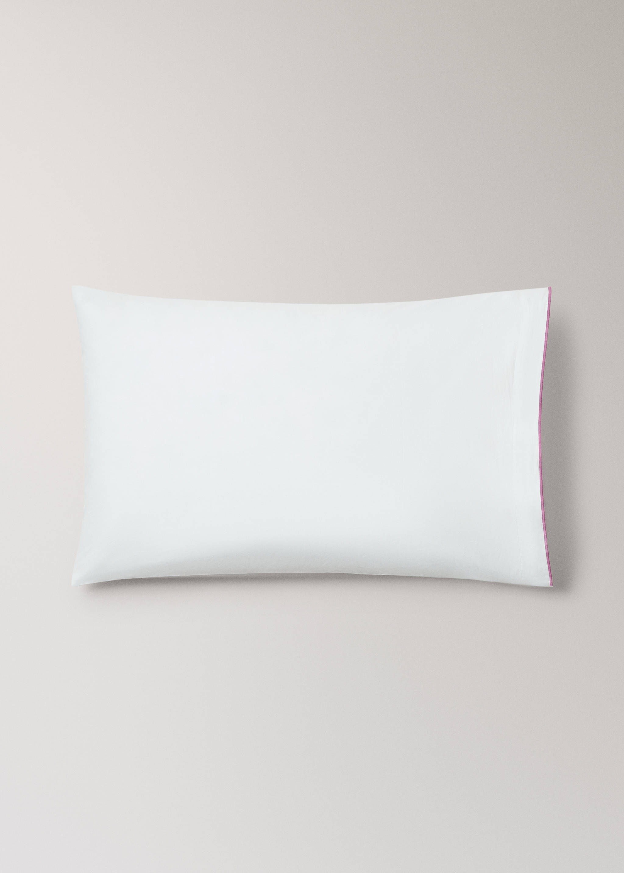 Two 200-thread count percale cotton pillowcases with contrasting overlock 50x75 cm - Article without model