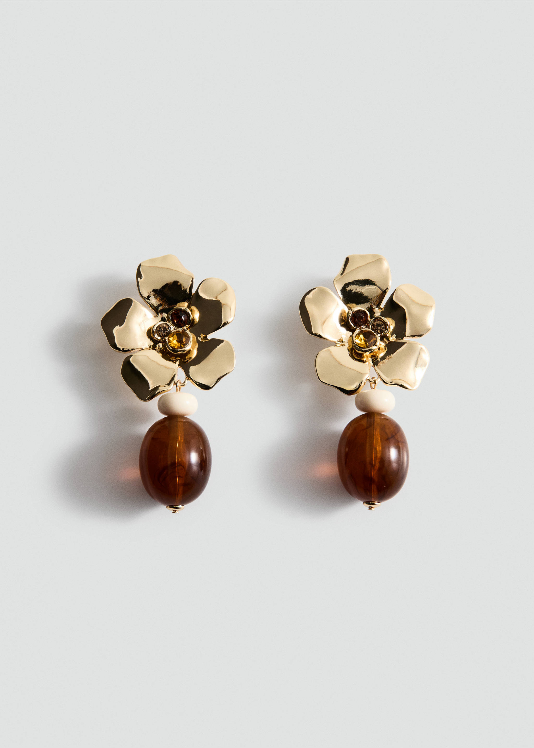 Boucles d'oreilles pendantes fleur - Article sans modèle, Or. Ref: 27015984-00.