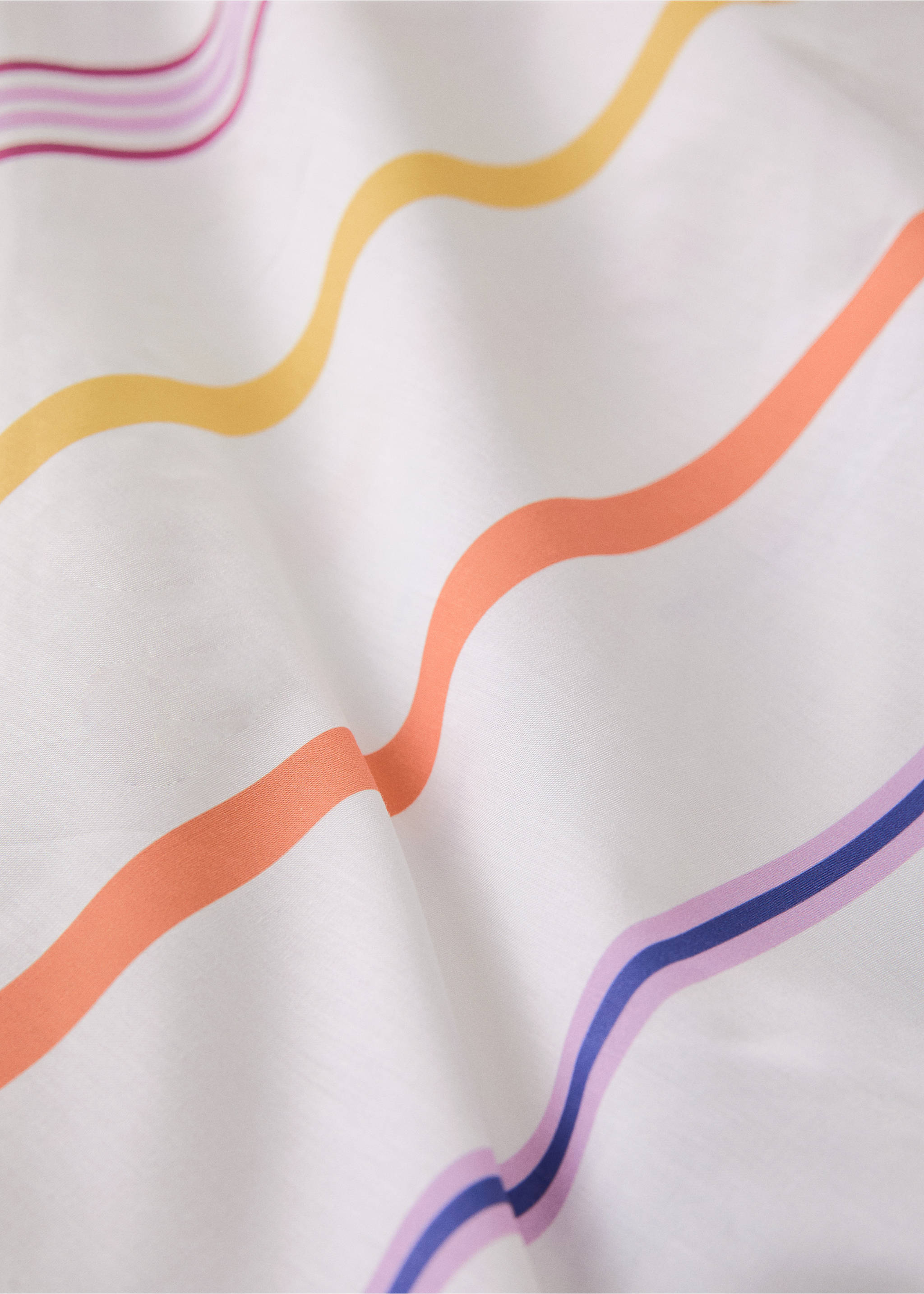 Multicolor striped cotton percale duvet cover for 135/140-cm bed - Details of the article 1, Ecru. Ref: 27015987-00.