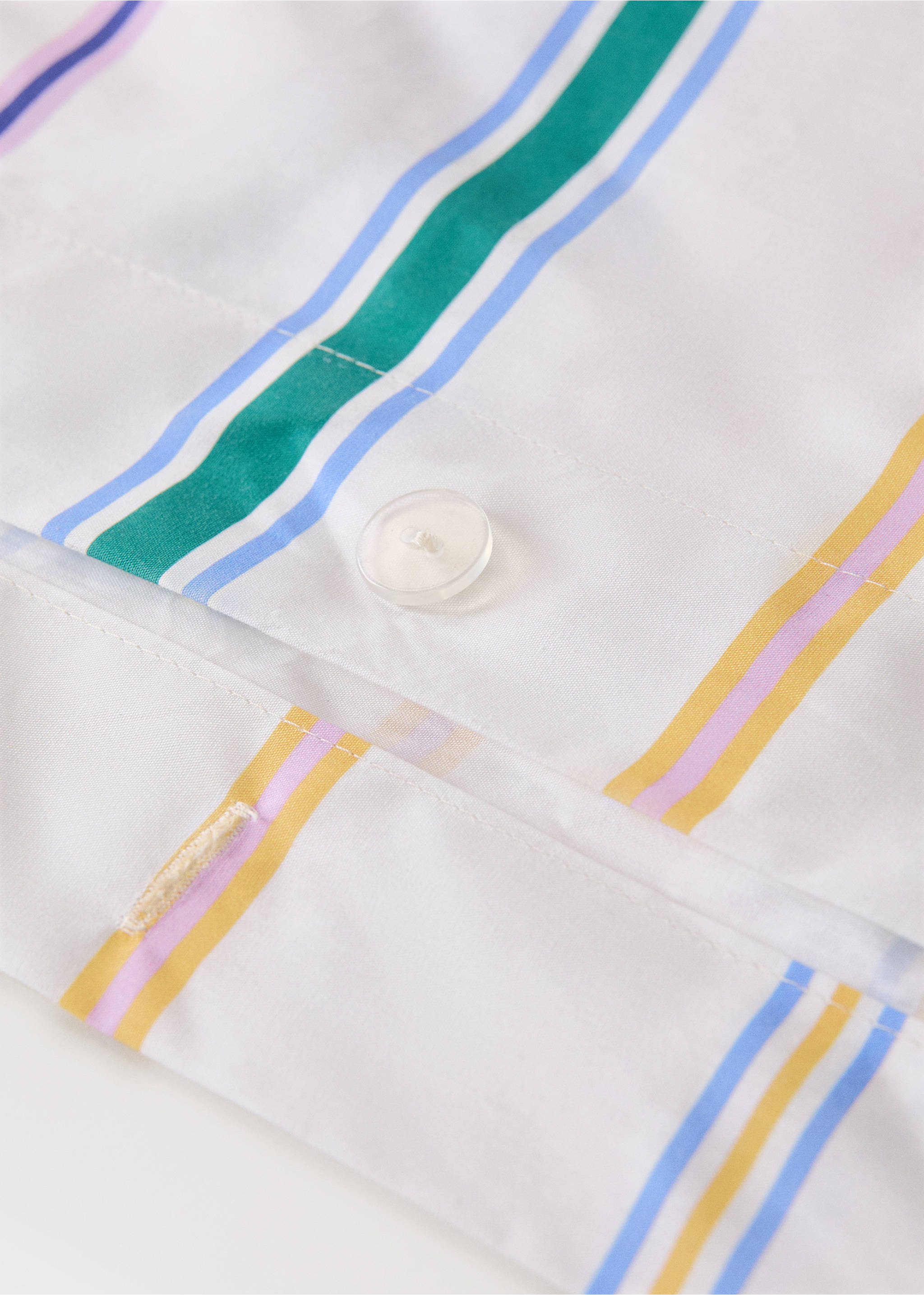 Multicolor striped cotton percale duvet cover for 135/140-cm bed - Details of the article 2, Ecru. Ref: 27015987-00.