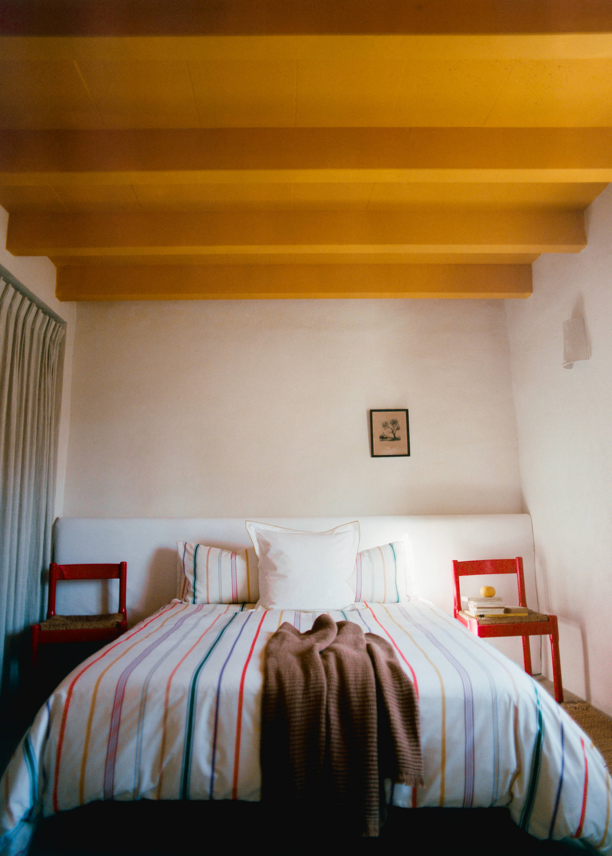 Multicoloured striped percale cotton duvet cover for 135/140 cm bed - Details of the article 5