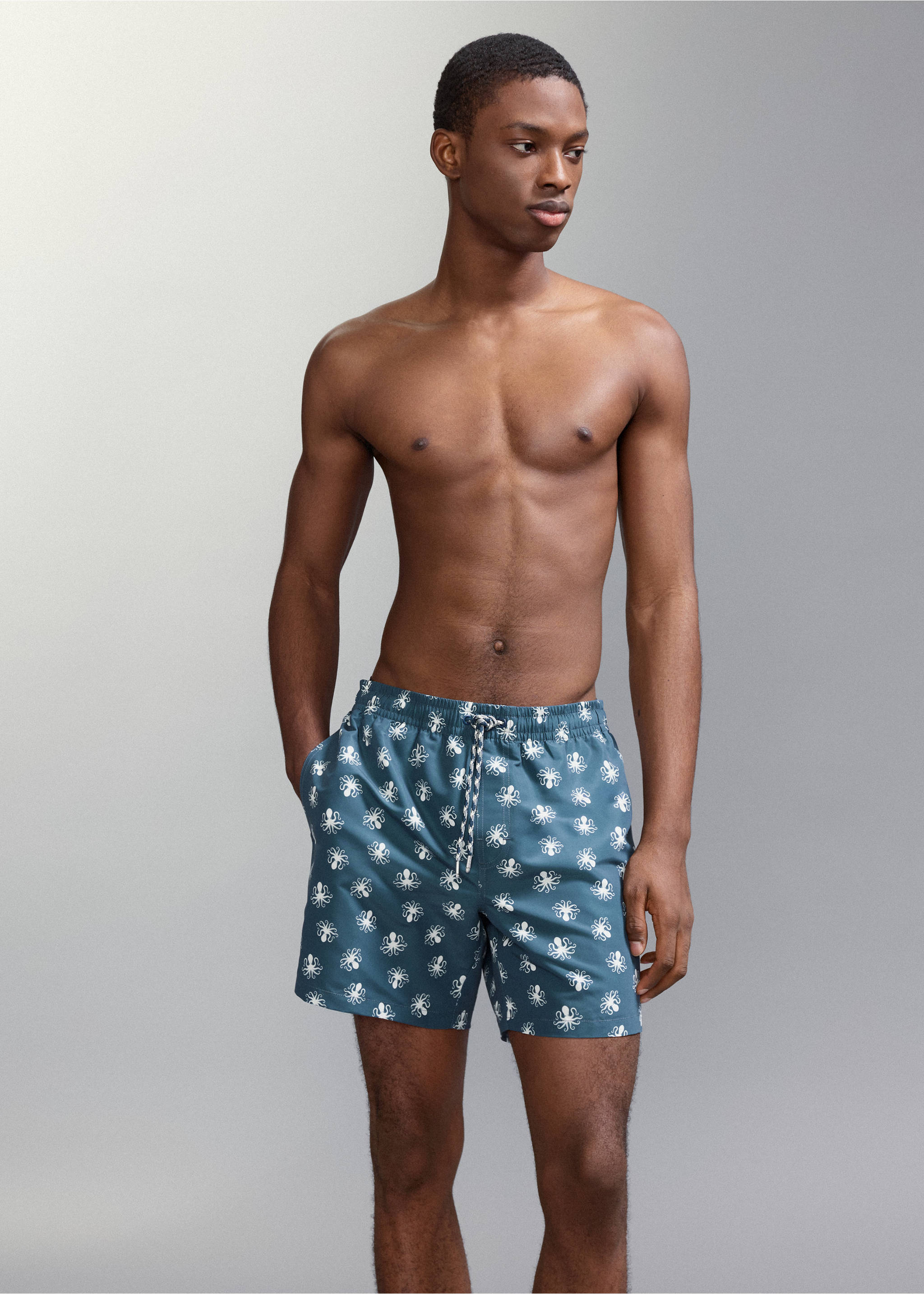 Bañador estampado pulpos - Detalle del artículo 1, Azul. Ref: 27015995-00.