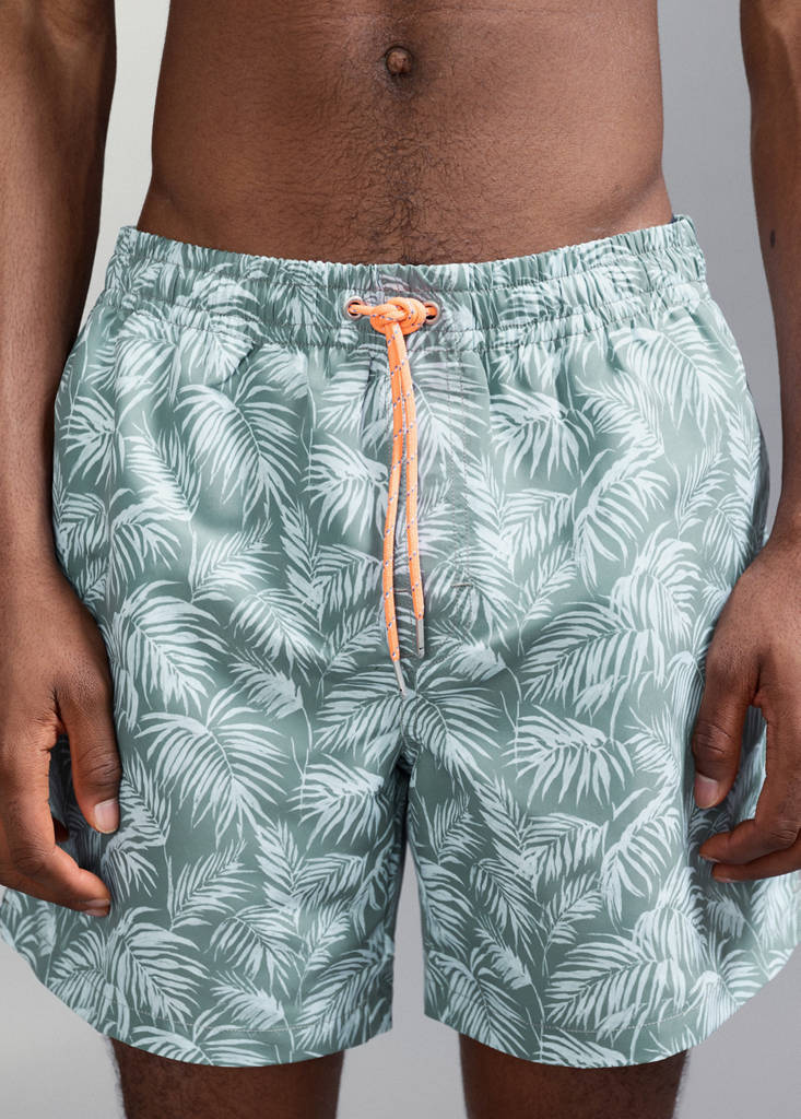 Palm trees print swimsuit trunks — Khaki