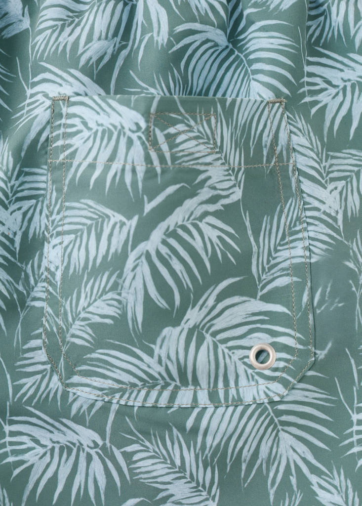 Palm trees print swimsuit trunks — Khaki