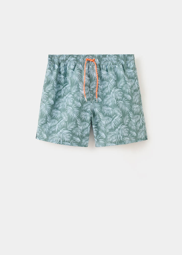 Palm trees print swimsuit trunks — Khaki