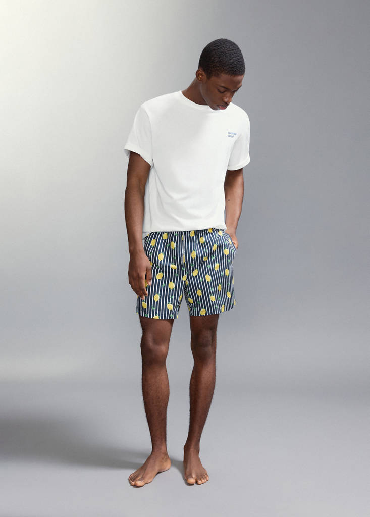 Lemon-print swimming trunks — Navy