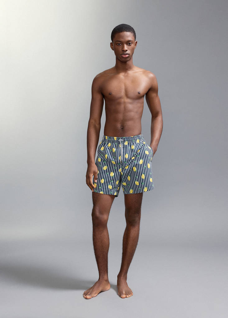 Lemon-print swimming trunks — Navy