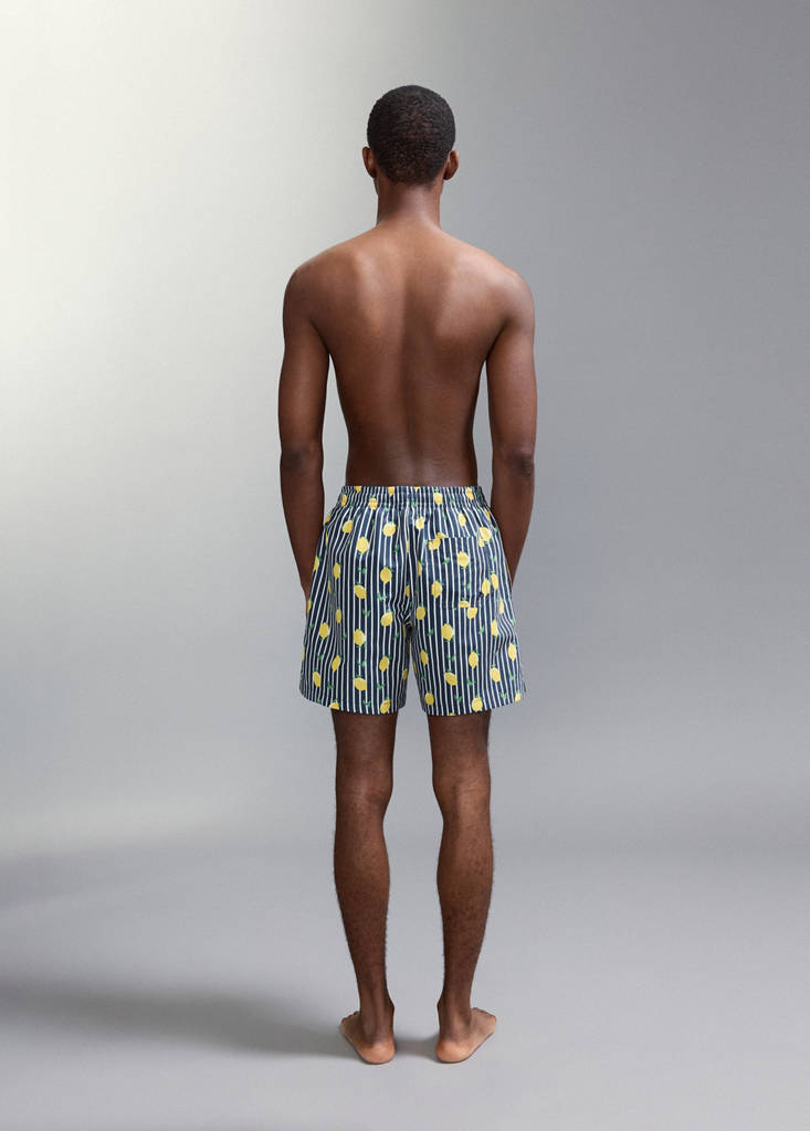 Lemon-print swimming trunks — Navy
