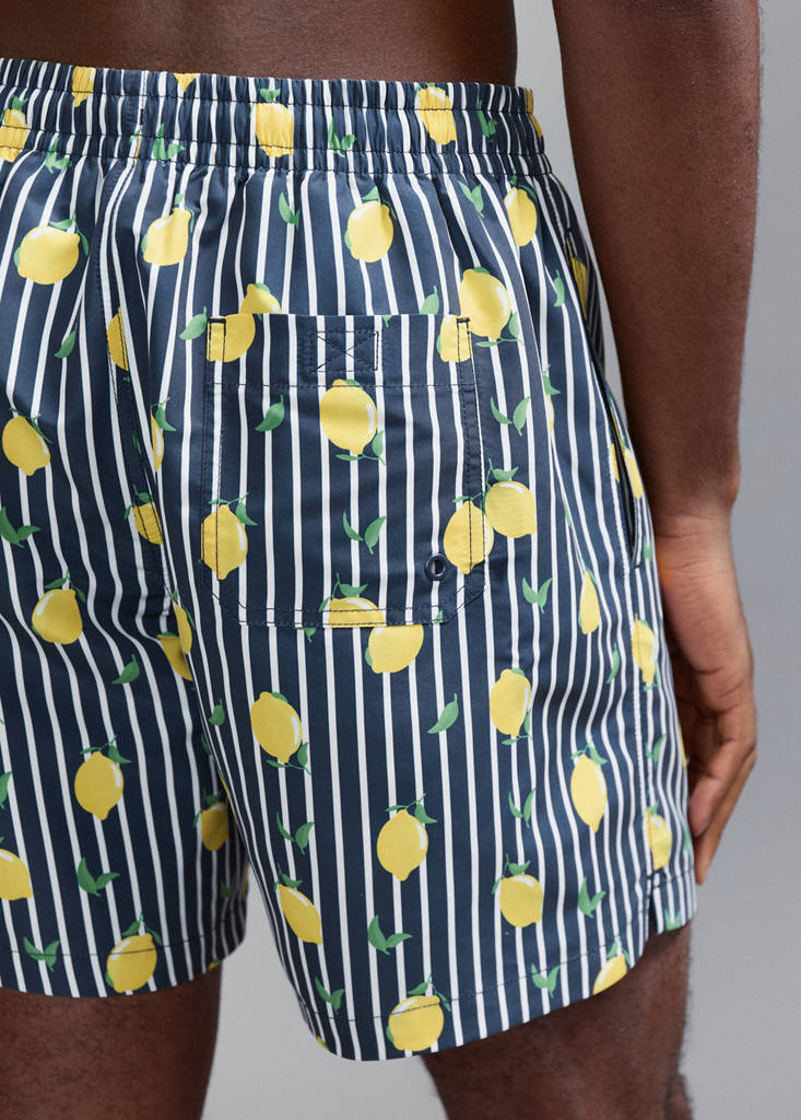 Lemon-print swimming trunks — Navy