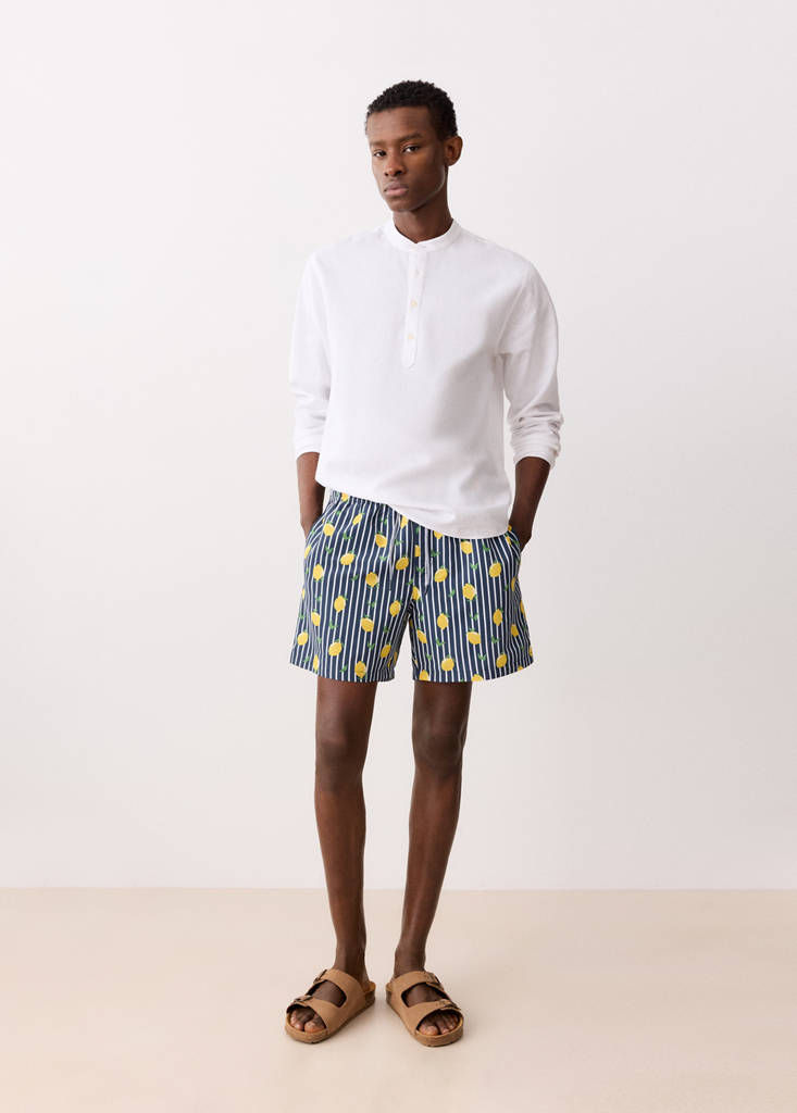 Lemon-print swimming trunks — Navy