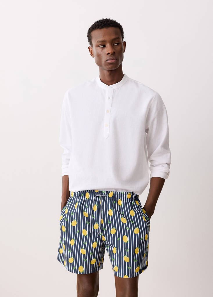 Lemon-print swimming trunks — Navy