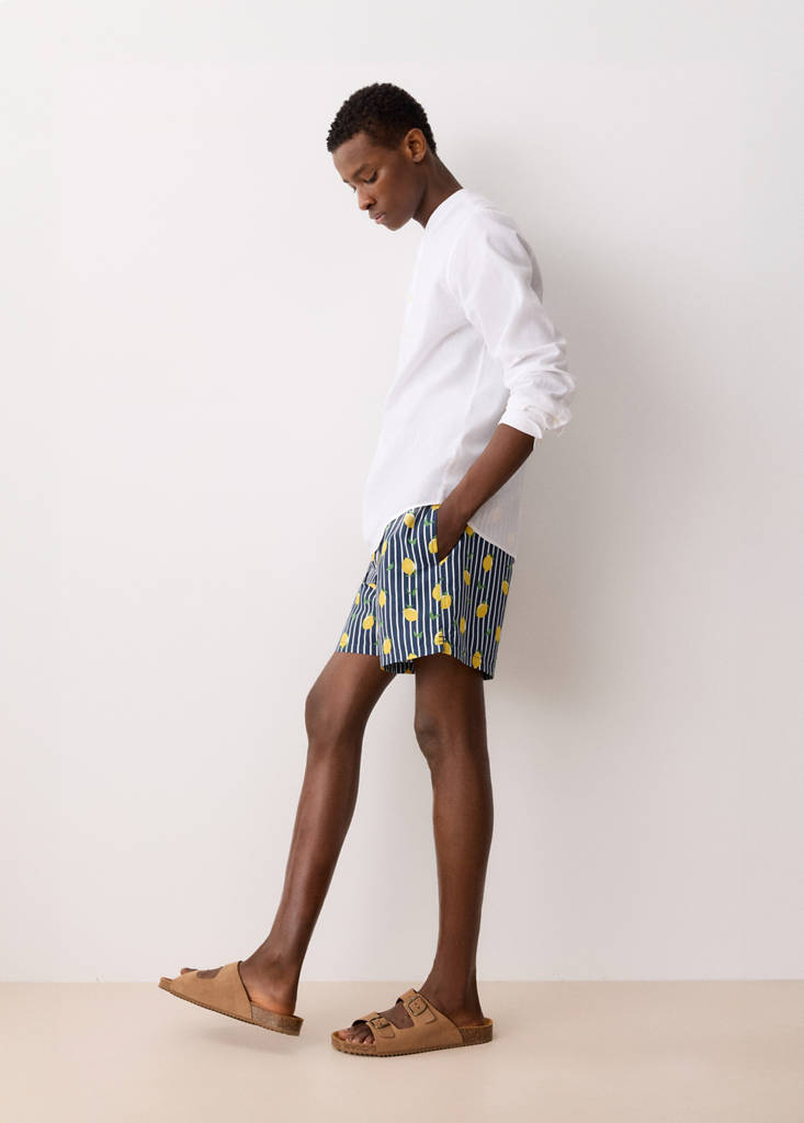 Lemon-print swimming trunks — Navy